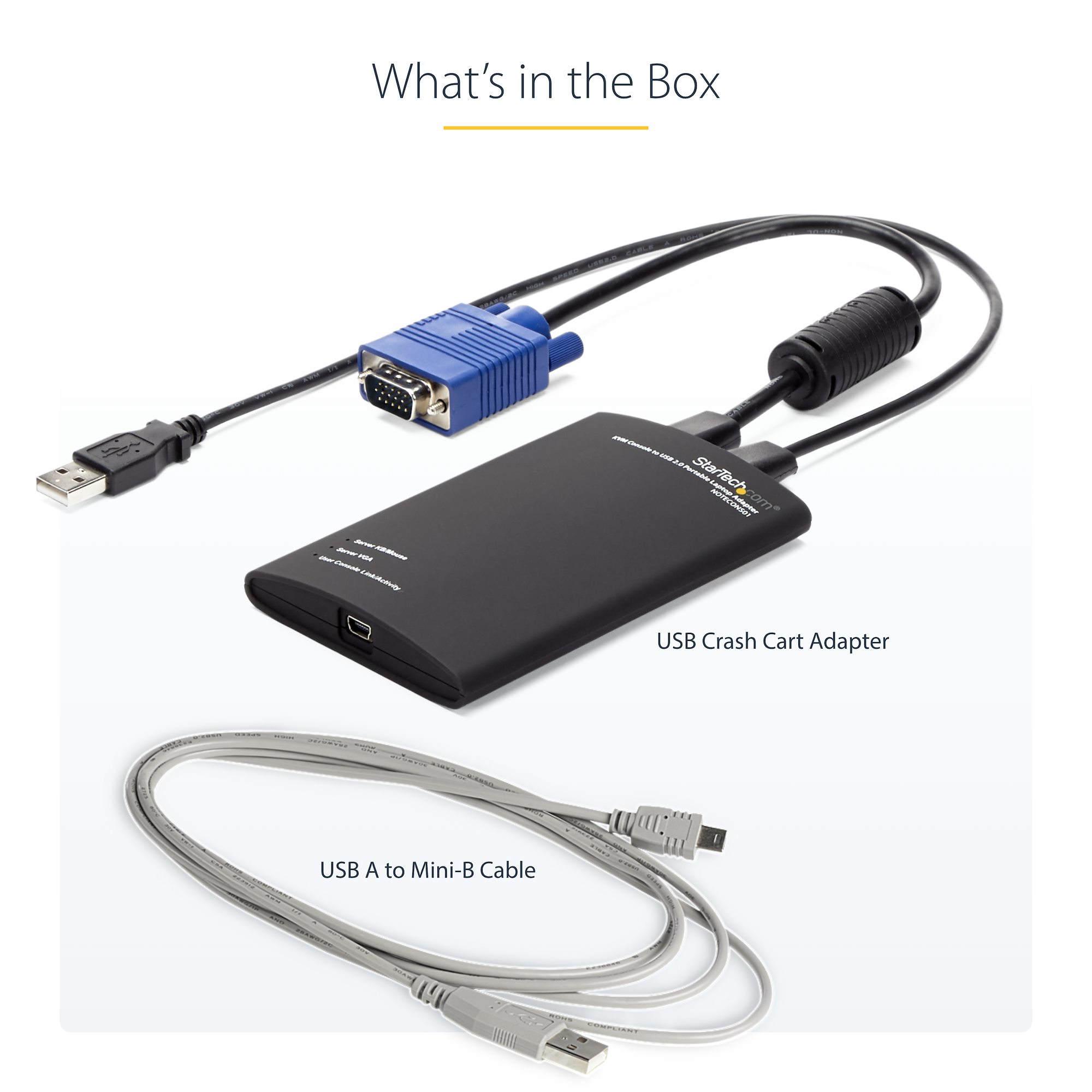 KVM Console to USB 2.0 Portable Laptop Crash Cart Adapter - TAA