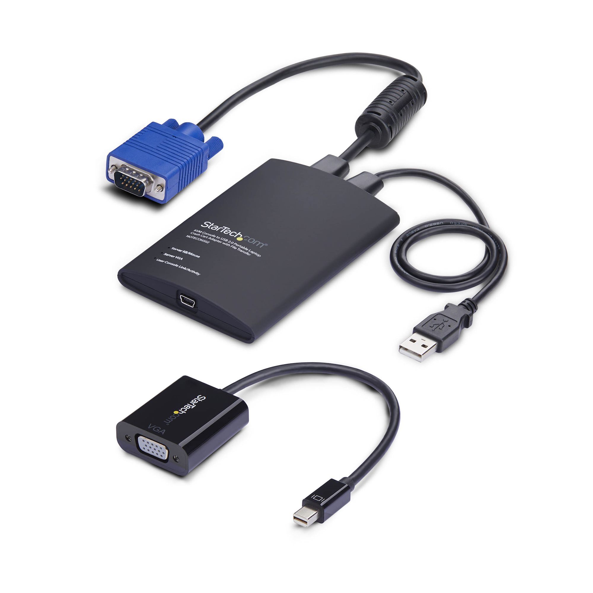 Portable Laptop Crash Cart Adapter, USB/VGA/Mini DisplayPort