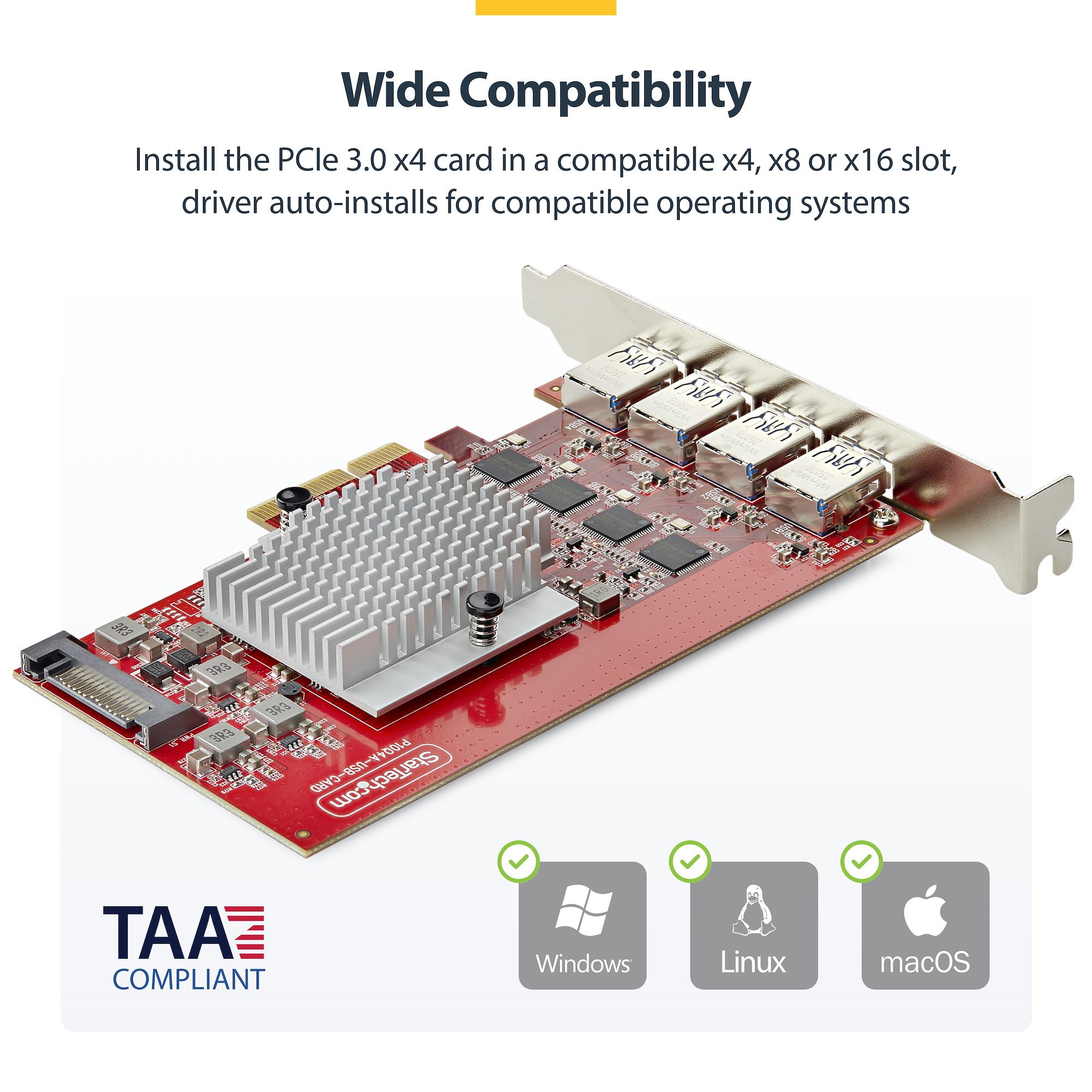 Add four USB Type-A ports with four independent 10Gbps channels to