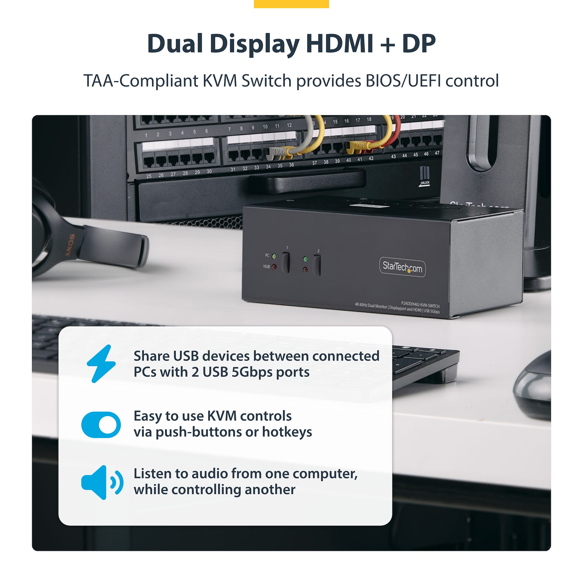 Share a mouse, keyboard, USB 5Gbps hub, 4K 60Hz DisplayPort