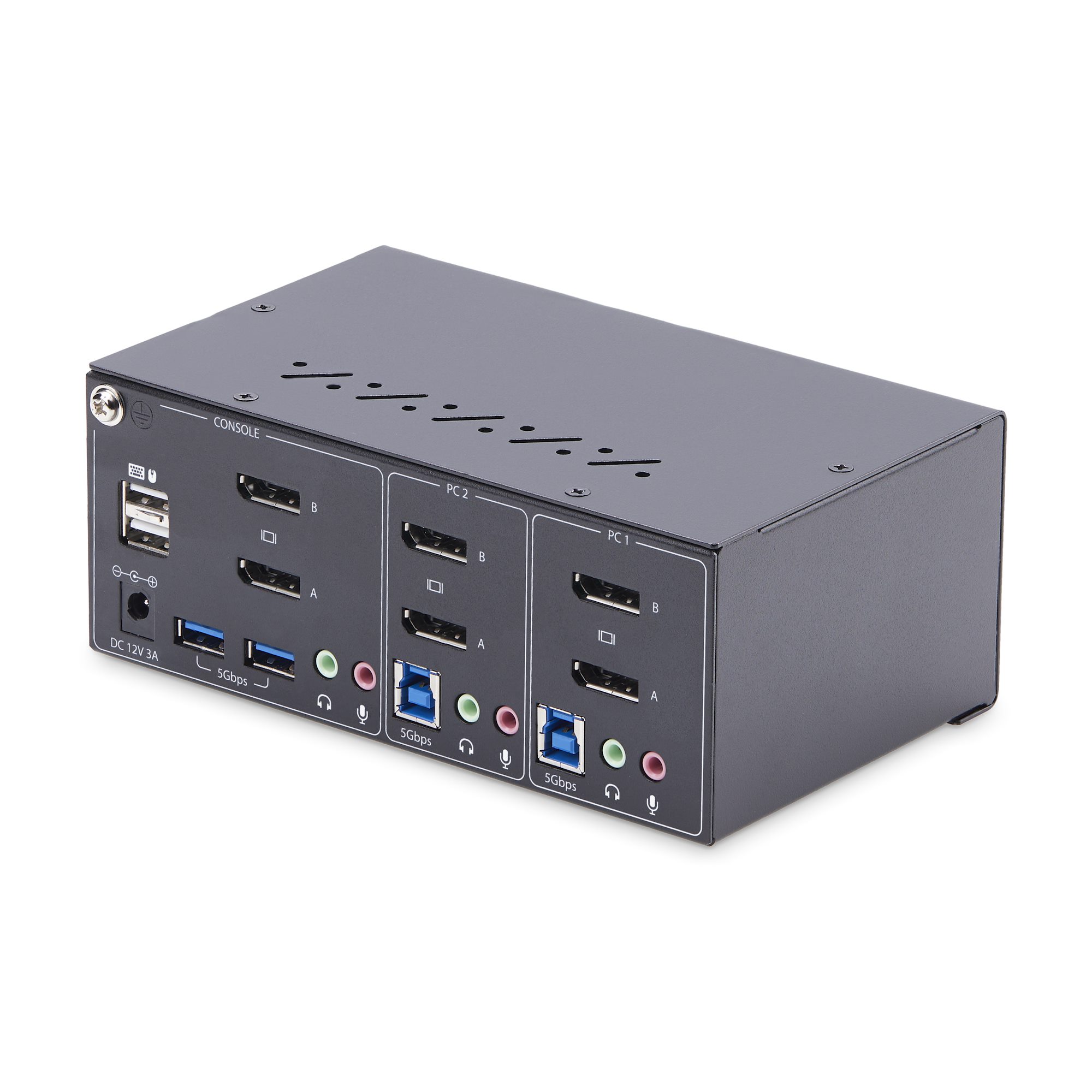2-Port Dual-Monitor DisplayPort KVM Switch, 4K 60Hz, 2x USB 5Gbps Hub  Ports, 2x USB 2.0 HID Ports, Hotkey and Push-Button Switching, TAA  Compliant 