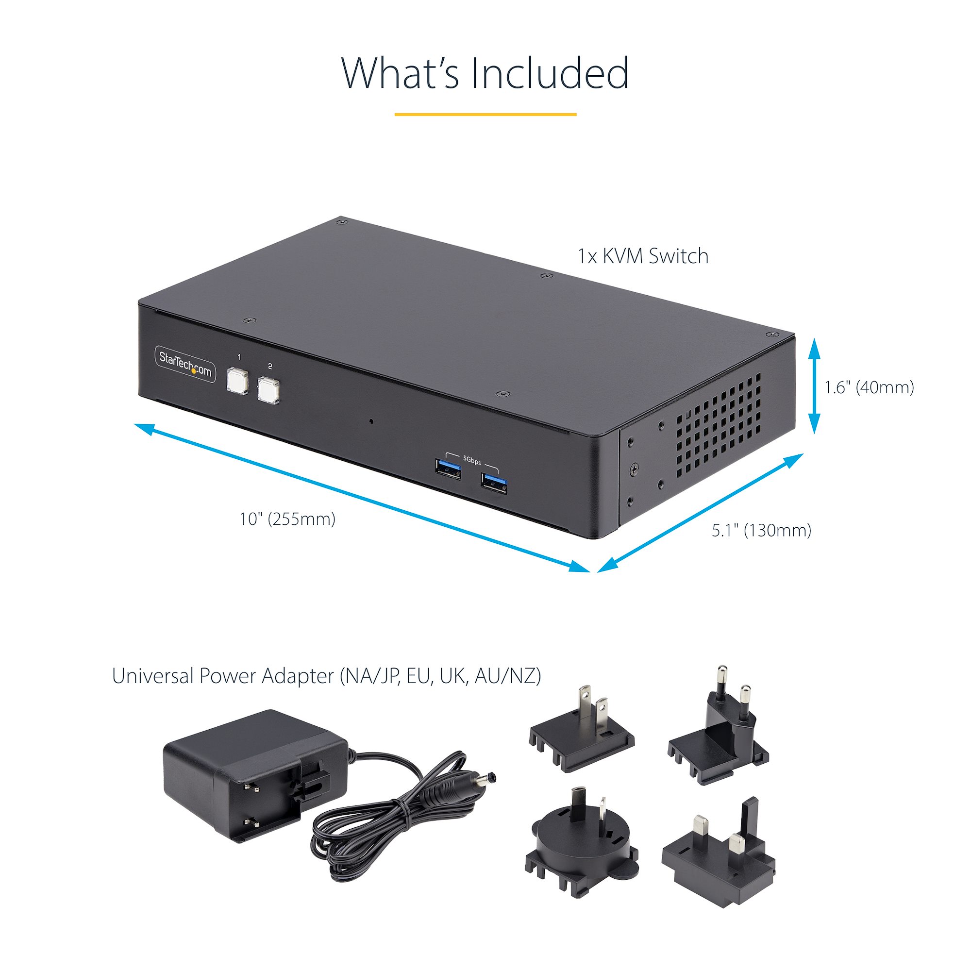 2-Port Dual-Monitor DisplayPort KVM Switch, RS232 Serial Control