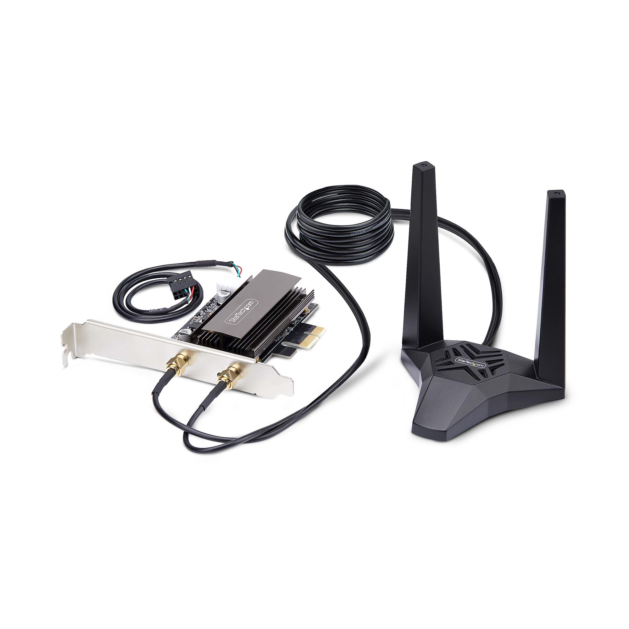 Mini PCI-e to PCI-e 1x 16x Desktop PC 3 Antennas Adapter for Wireless Wifi  Card