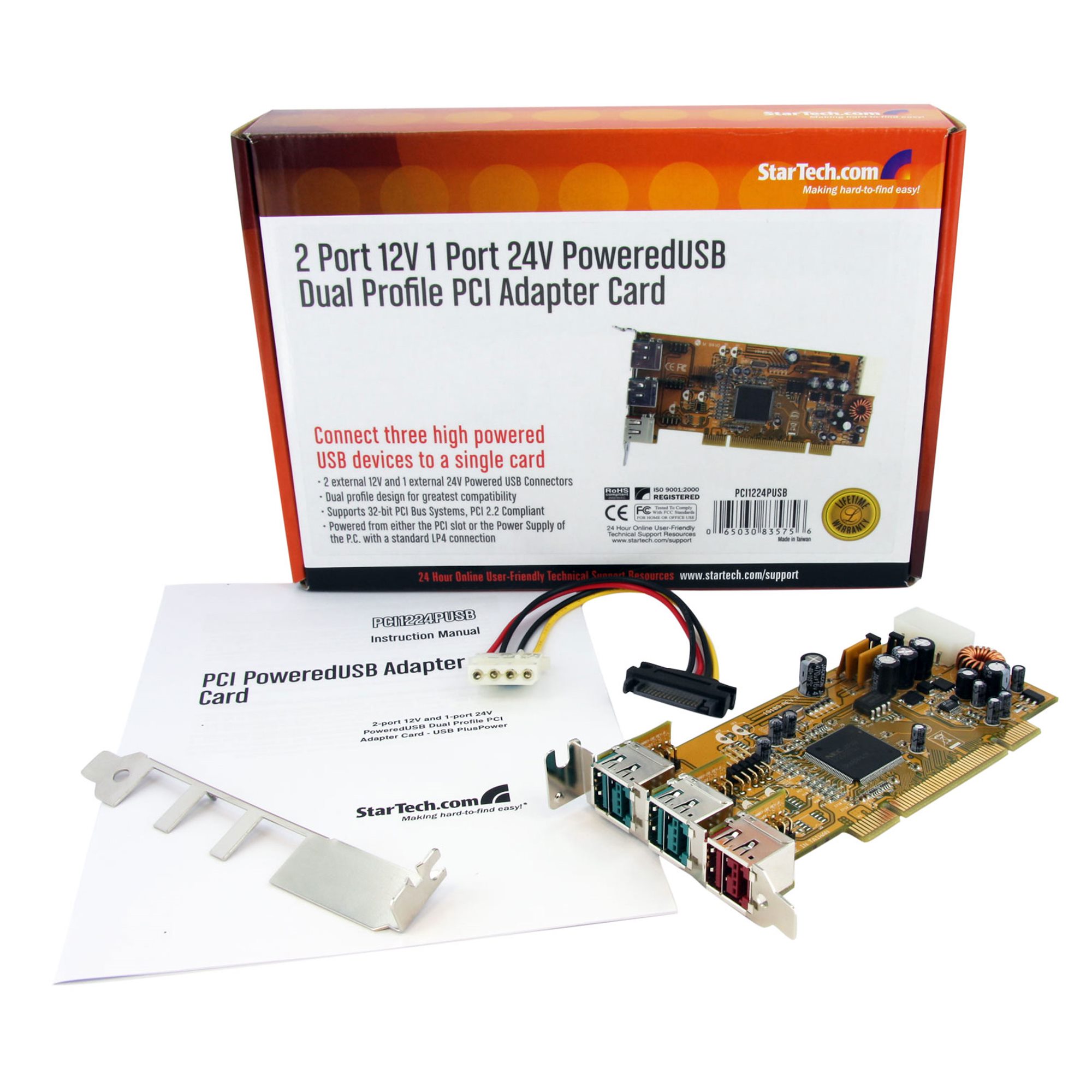 2x 12V 1x 24V PCI Powered USB Card - Powered USB Cards & Adapters