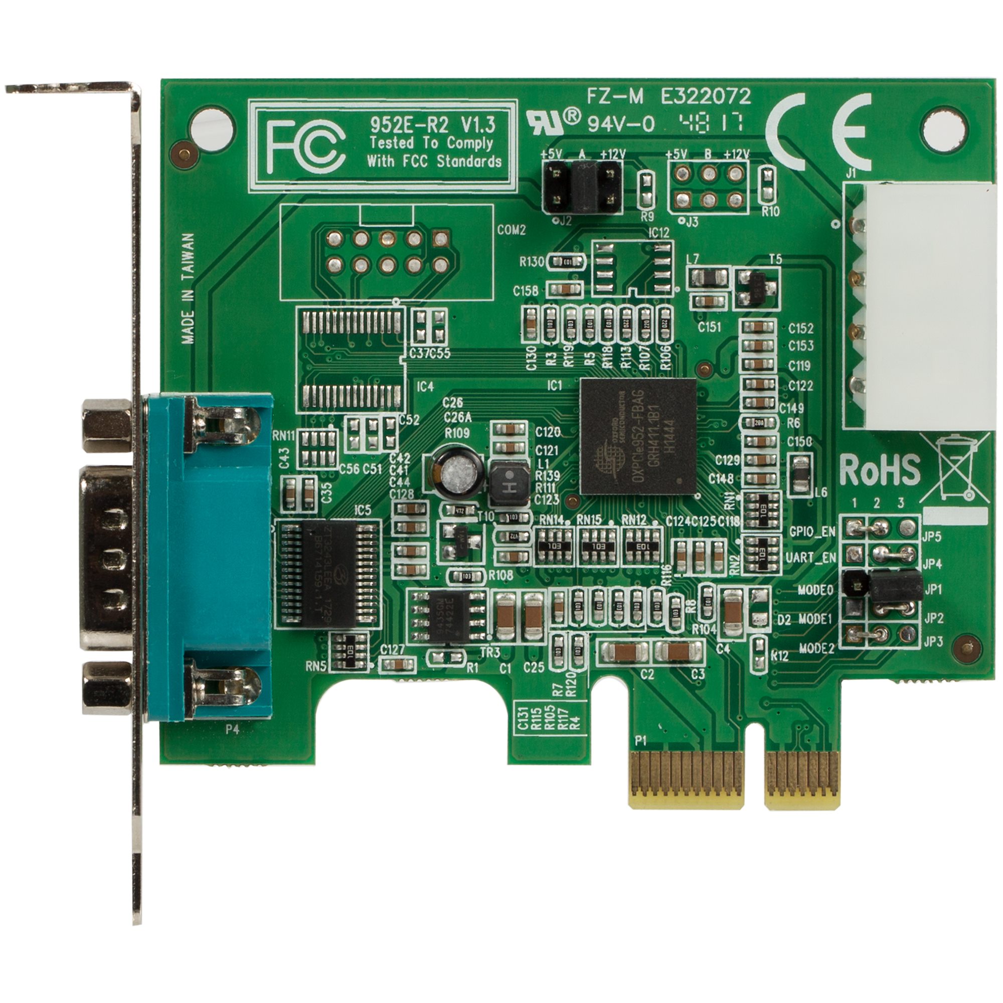 シリアル1ポート増設PCI Expressインターフェースカード（製造中止／後継製品PEX1S953LP）／ロープロファイル対応／16950  UART内蔵／1x RS232C PCIe拡張カード