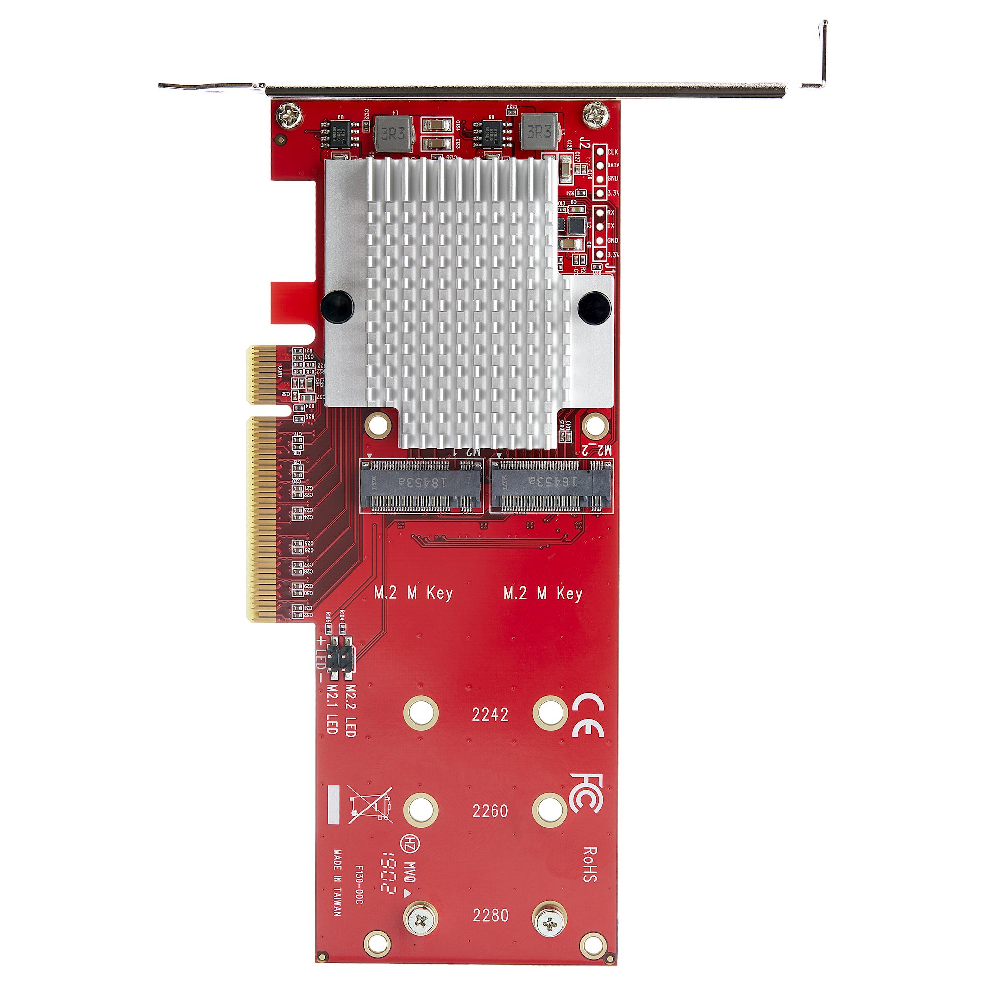 Dual M.2 PCIe SSD Adapter Card - x8 / x16 Dual NVMe or AHCI M.2 SSD to PCI  Express 3.0 - M.2 NGFF PCIe (M-Key) Compatible - Supports 2242, 2260, 2280 
