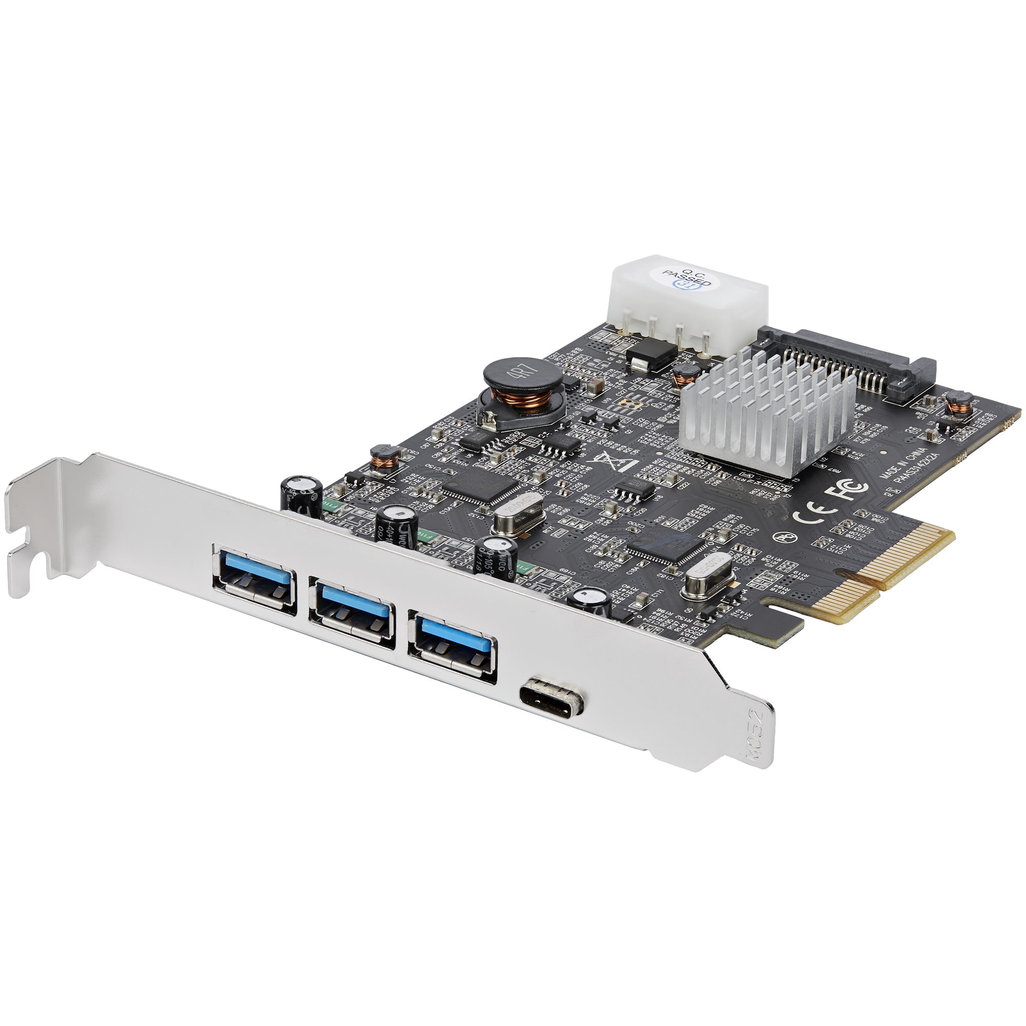 4ポートUSB 3.1増設PCIeインターフェースカード　3ポート USB-A/ 1ポート USB-C　2x 10Gbps専用チャネル