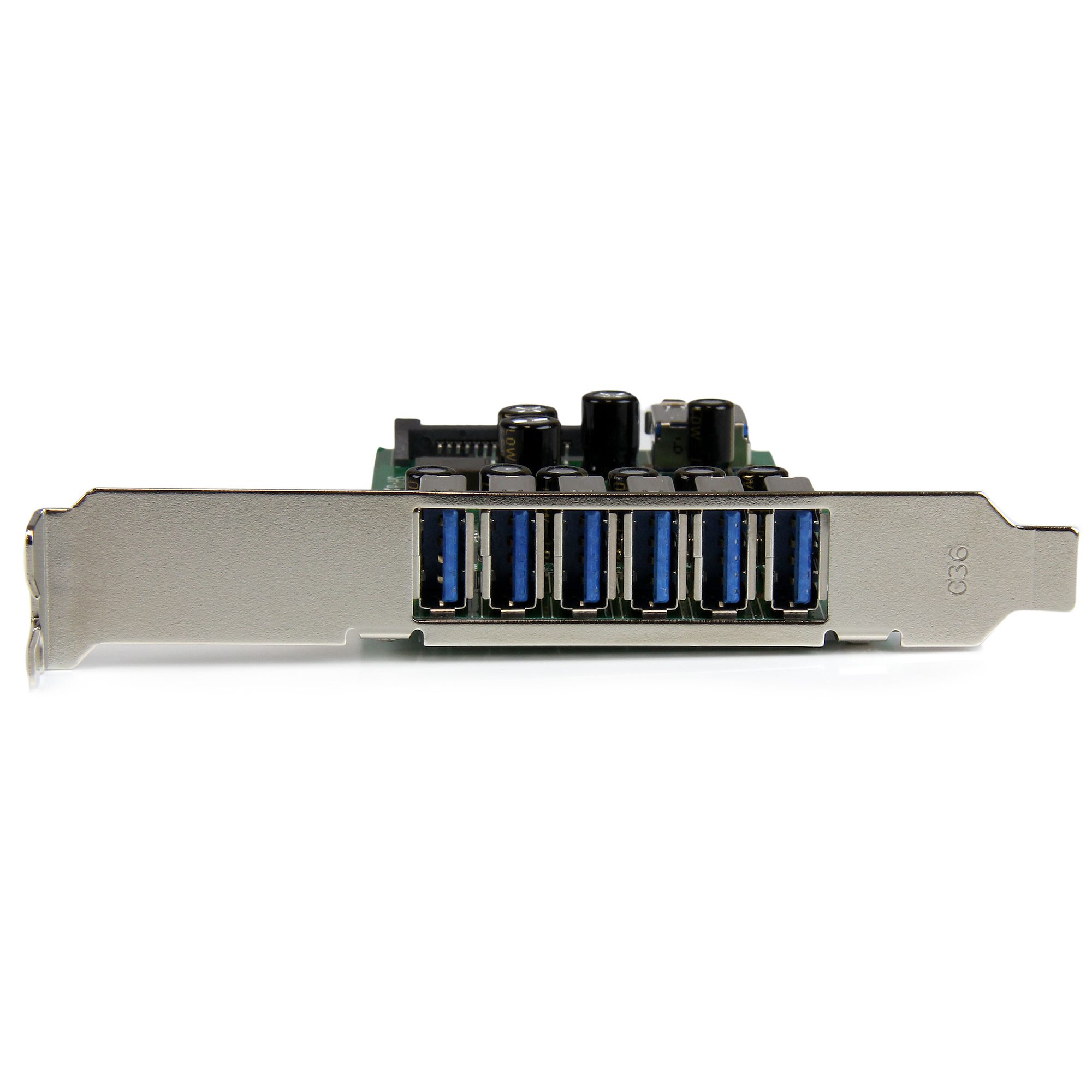 Carte PCI Express Vers 2 Ports USB 3.0 (1 Interne + 1 Externe) - Support UASP - Alimentation SATA - Pour PC De Bureau