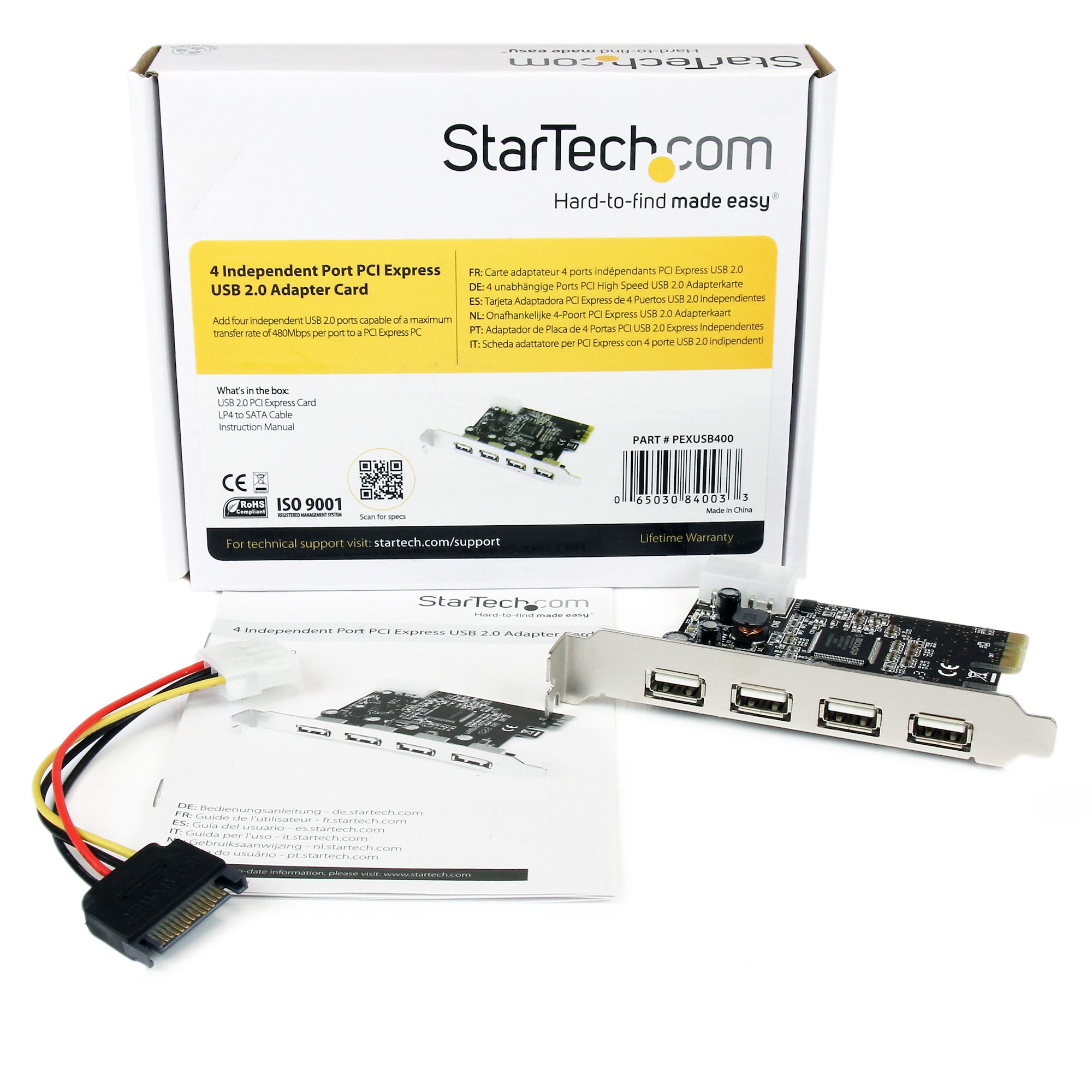 perro embudo Antecedente 4 Independent Port PCIe USB Adapter Card - Tarjetas USB 2.0 | StarTech.com  Europa