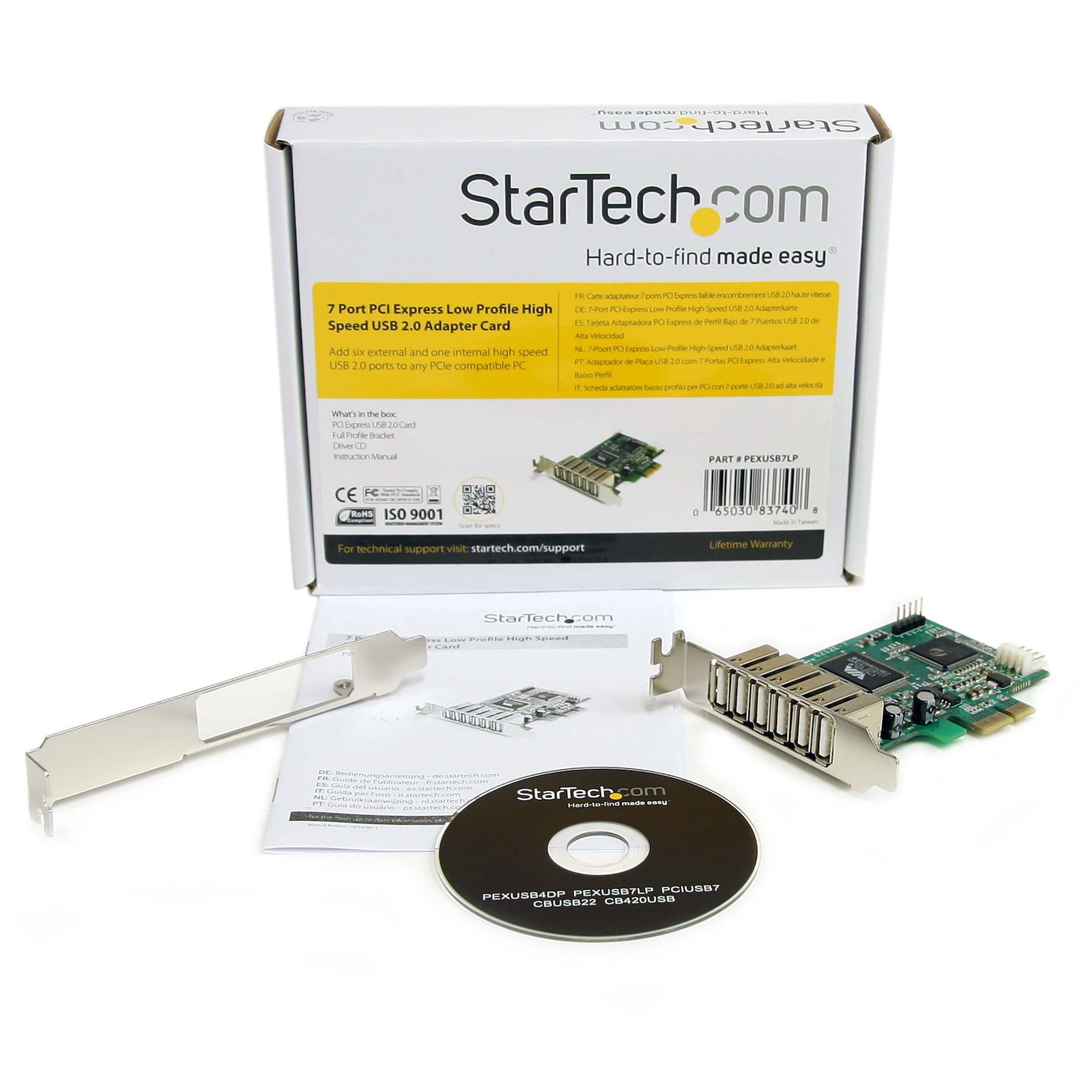 7 Port PCIe LP USB 2.0 Adapter Card - USB 2.0 Cards | Add-on Cards