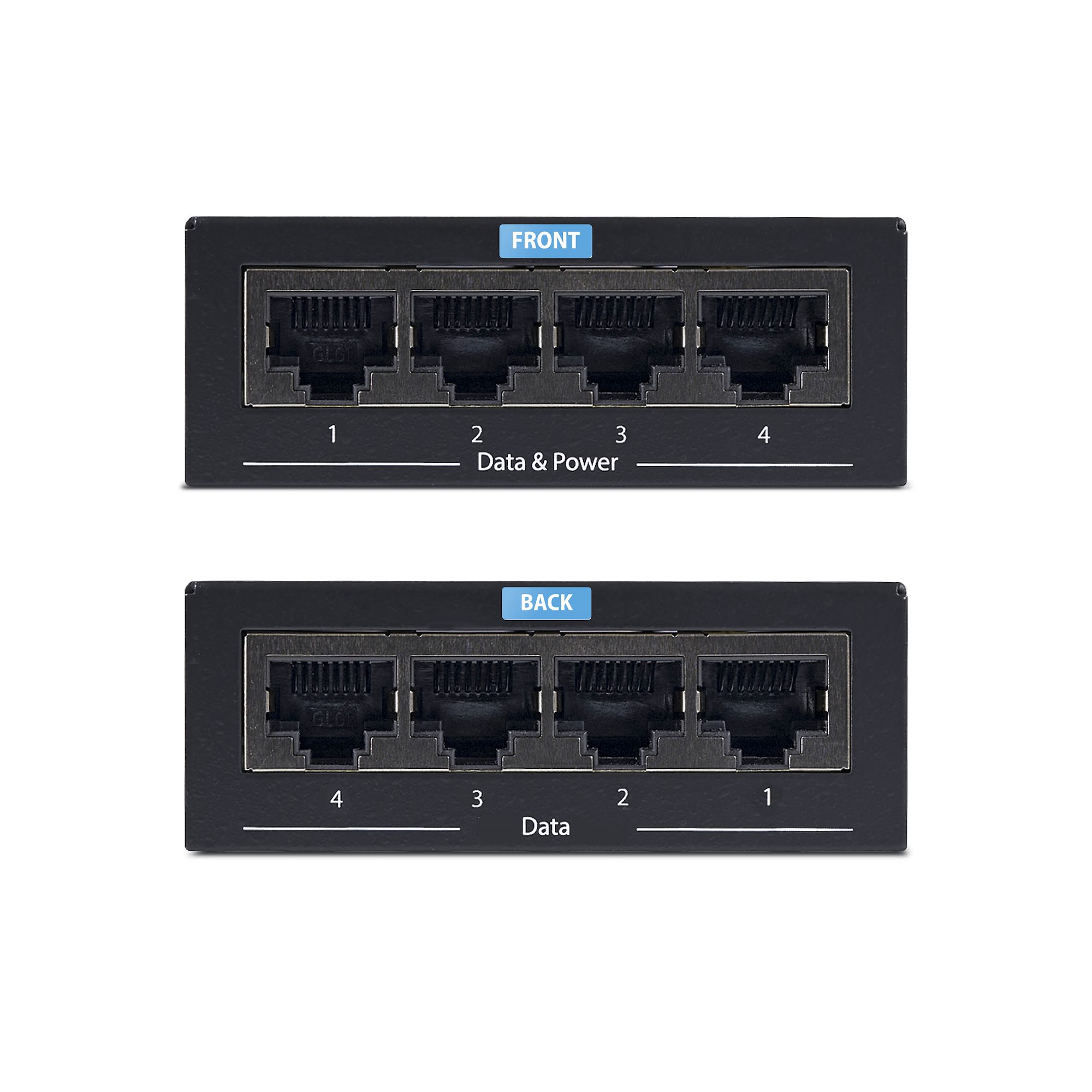 4-Port Gigabit Midspan, PoE+ Injector, 802.3at and 802.3af, Wall