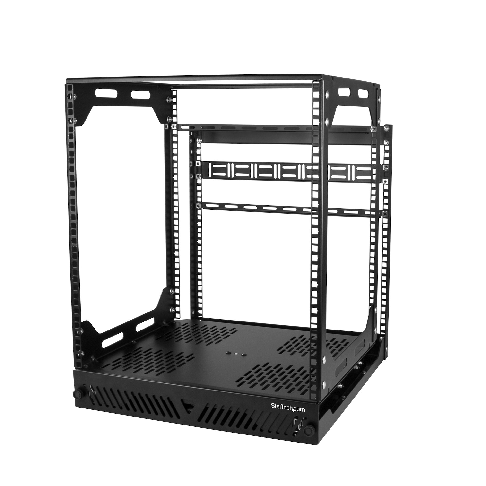 19in 12U Sliding Rotating Open Frame Network Rack - 4 Post AV/Data Rack -  16.7