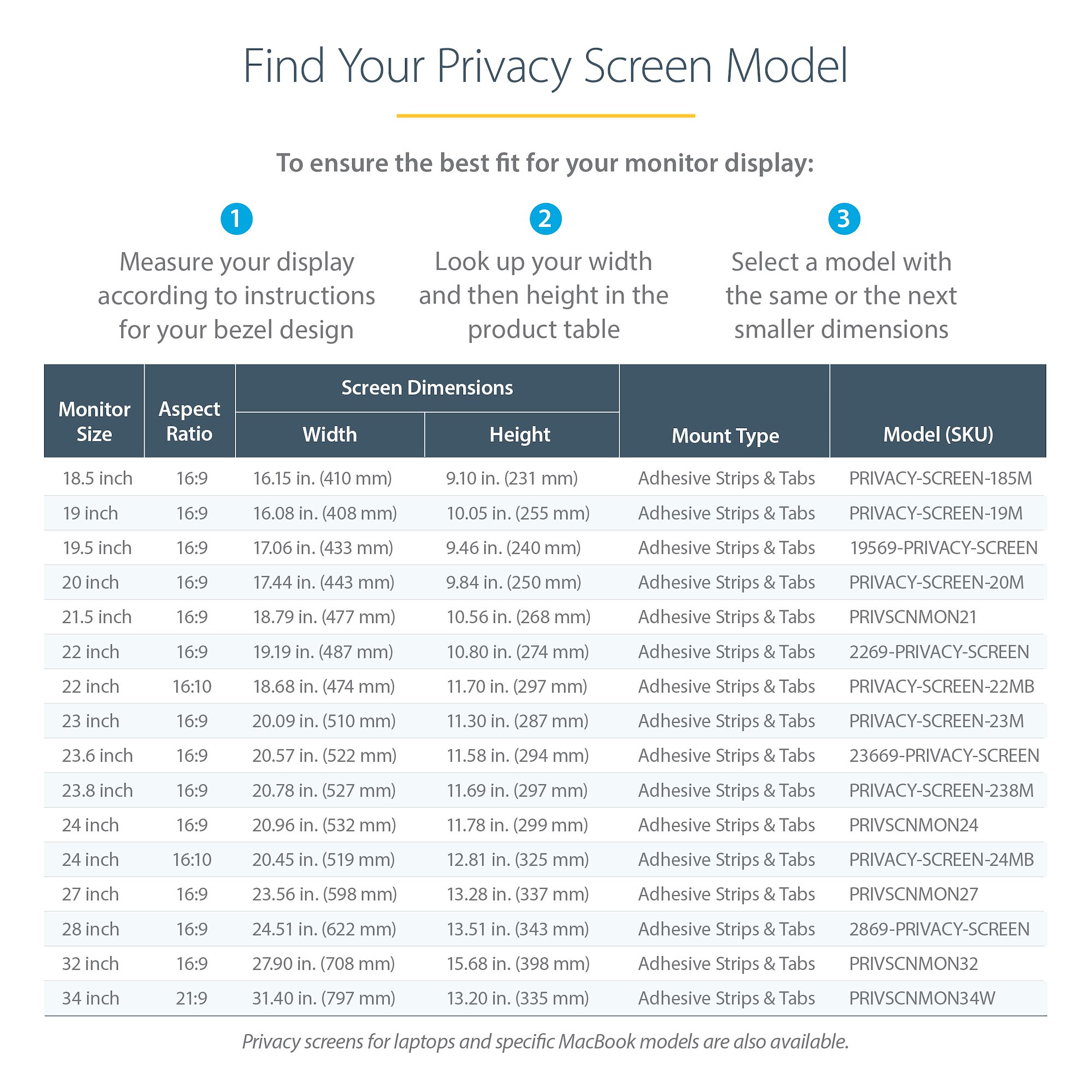 StarTech.com Monitor Privacy Screen for 23