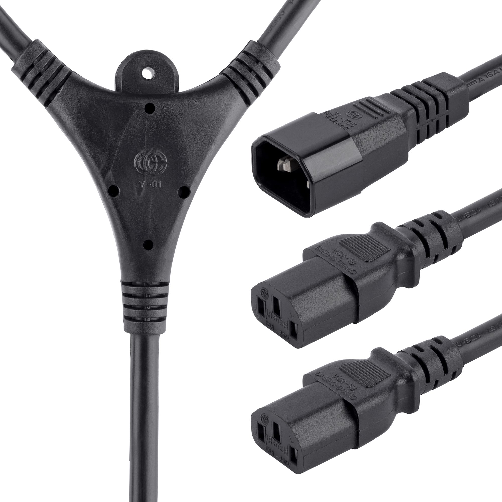 10ft Power Extension Cord C14 to 2x C13 - Computer Power Cables - External, Cables