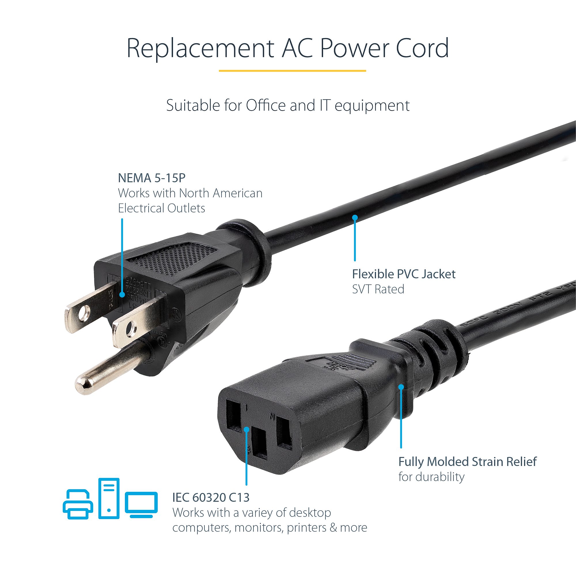 Equip Conector IEC C7 a 2 PIN 1.8m - Cable Alimentación
