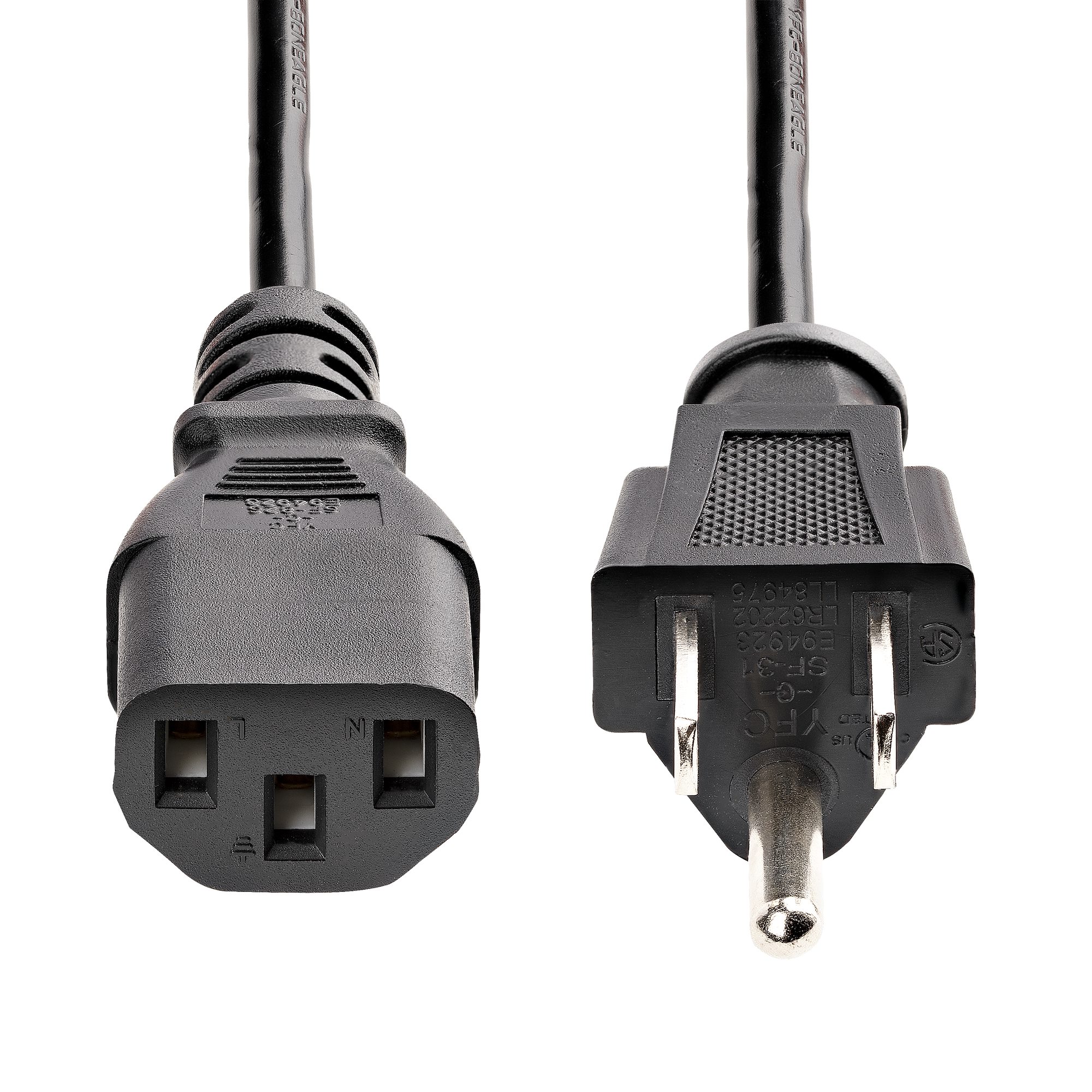 10ft (3m) Computer Power Cord, 18AWG, 5-15P to C13, 10 Pack