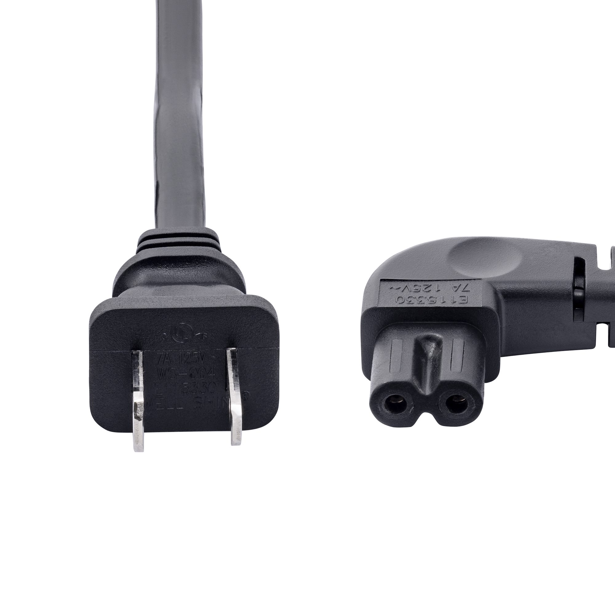 10ft (3m) Laptop Power Cord, NEMA 1-15P to Right Angle C7, 7A 125V