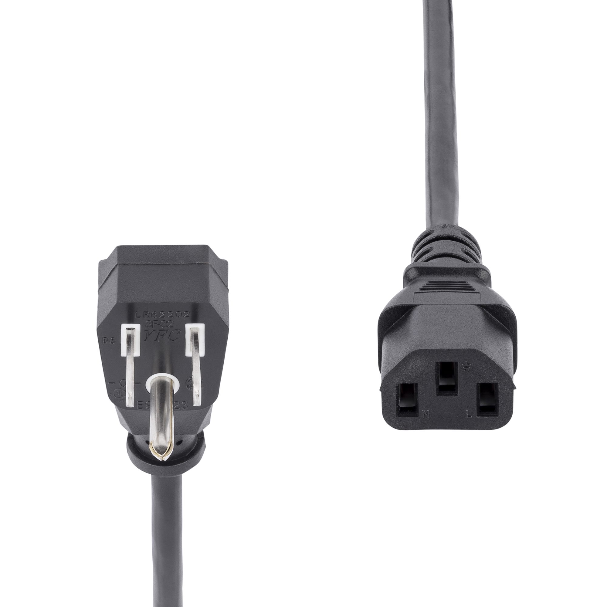 15ft (4.5m) Computer Power Cord, Flat NEMA 5-15P to C13, 10A 125V