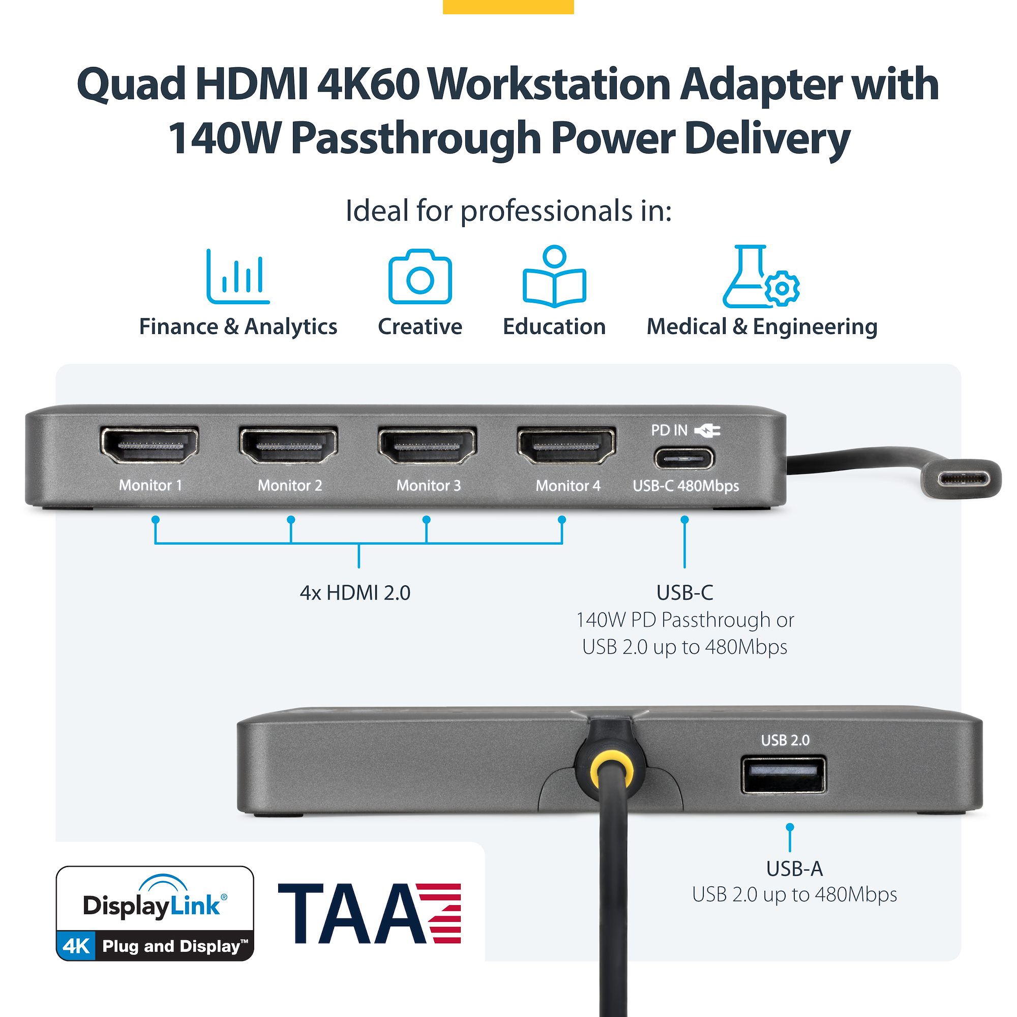 Power your workflow with a quad-display mini-docking station