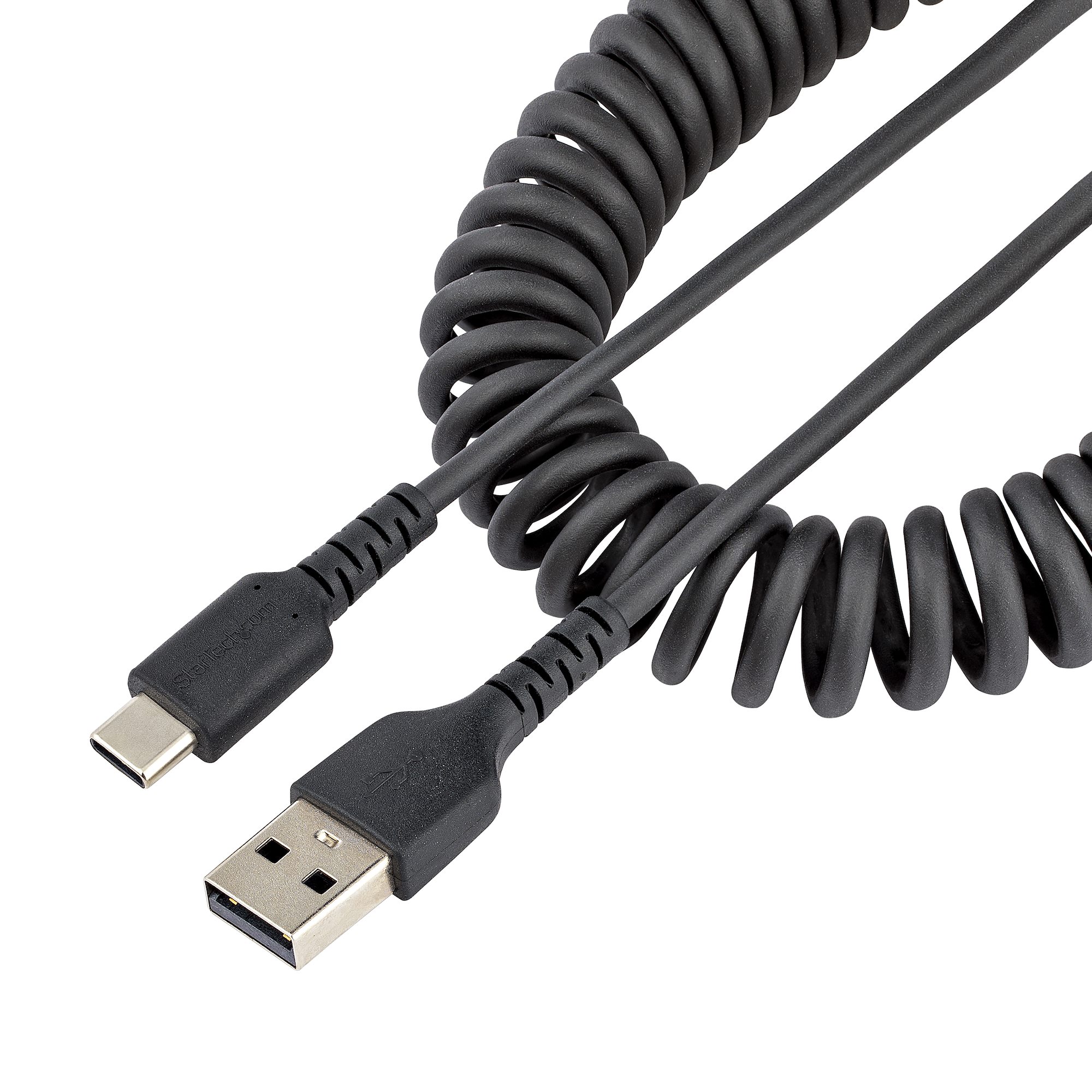高耐久USB-A USB-Cケーブル 1m コイル型／アラミド繊維補強 USB 2.0ケーブル 日本