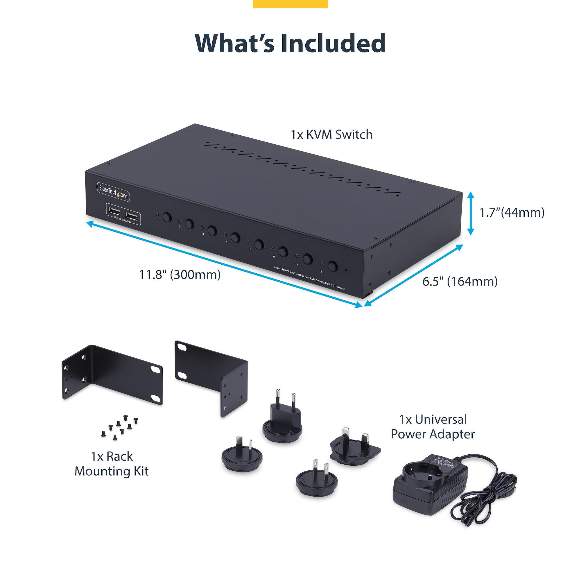 8-Port HDMI KVM Switch with 1U Rack Mount Kit, 4K 60Hz HDMI 2.0