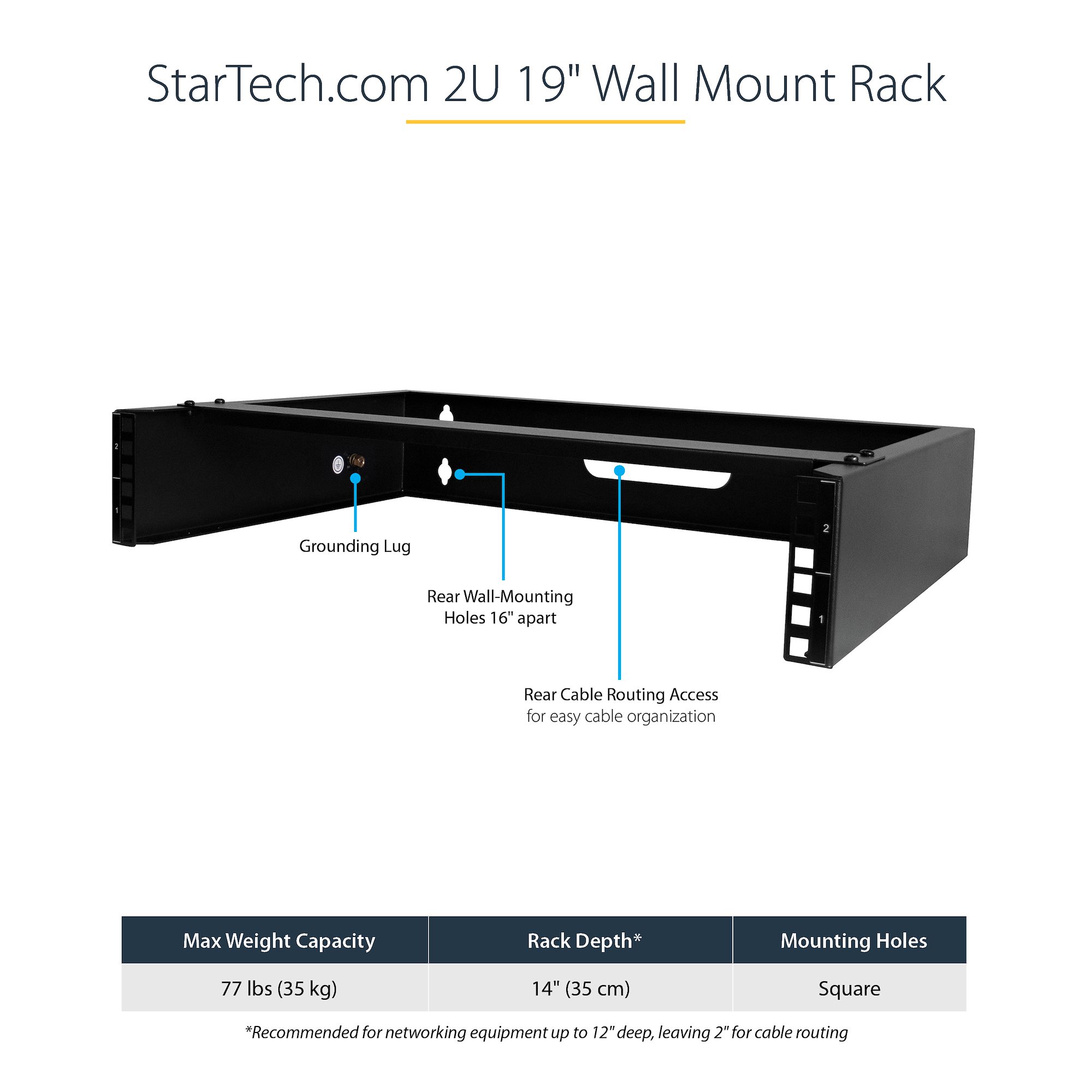 2U Wall Mount Rack (19in) - 14 in Deep - Server-Racks