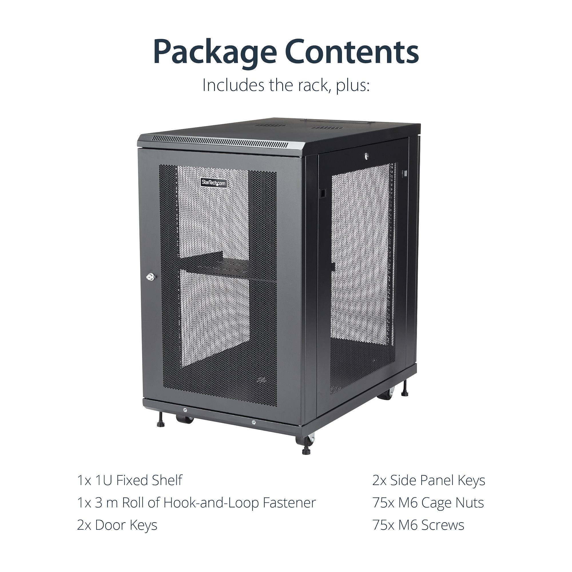 4-Post 18U Server Rack Cabinet, Lockable 19