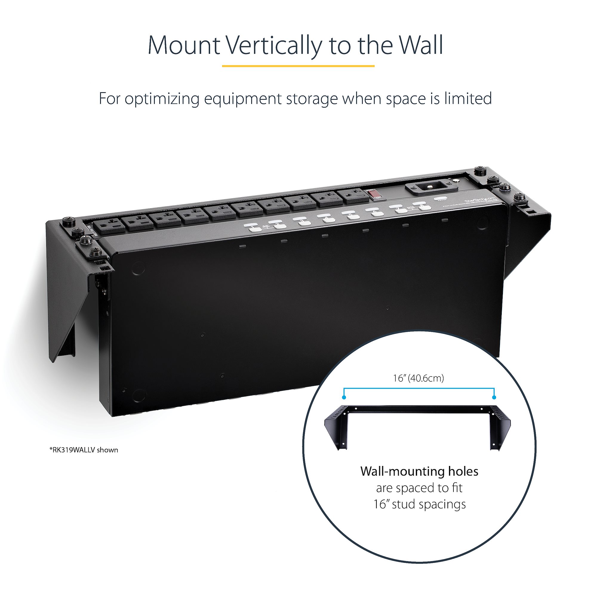 thumbnail image 2 of 3U 19-Inch Steel Server Rack - Wall Mountable Vertical Equipment Rack 2 of 11