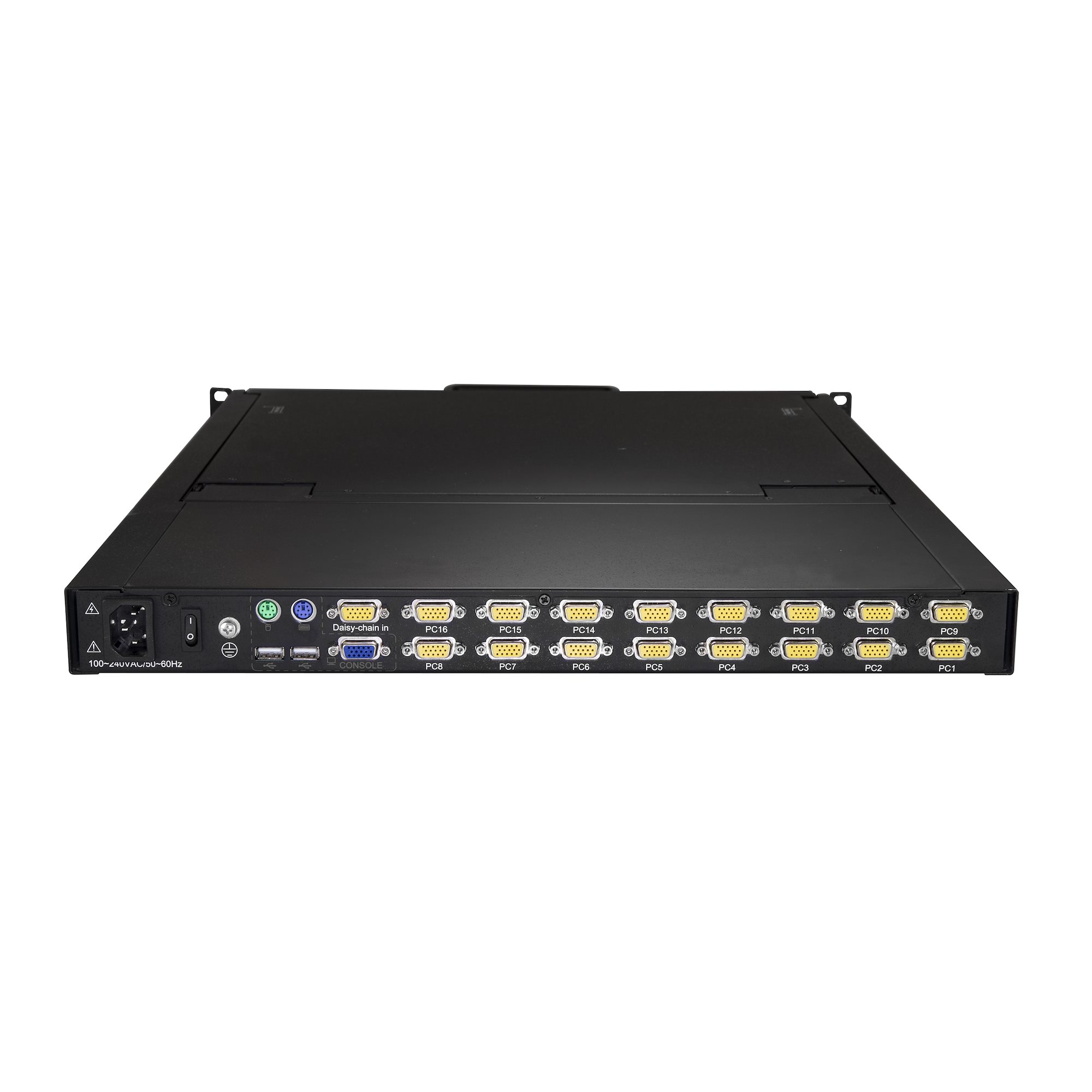 16-Port × 2 Users Cat5e/6 1U Rack-Mount USB KVM Switch with 19 LED and IP  Remote Access, 16 Interface Modules Included 