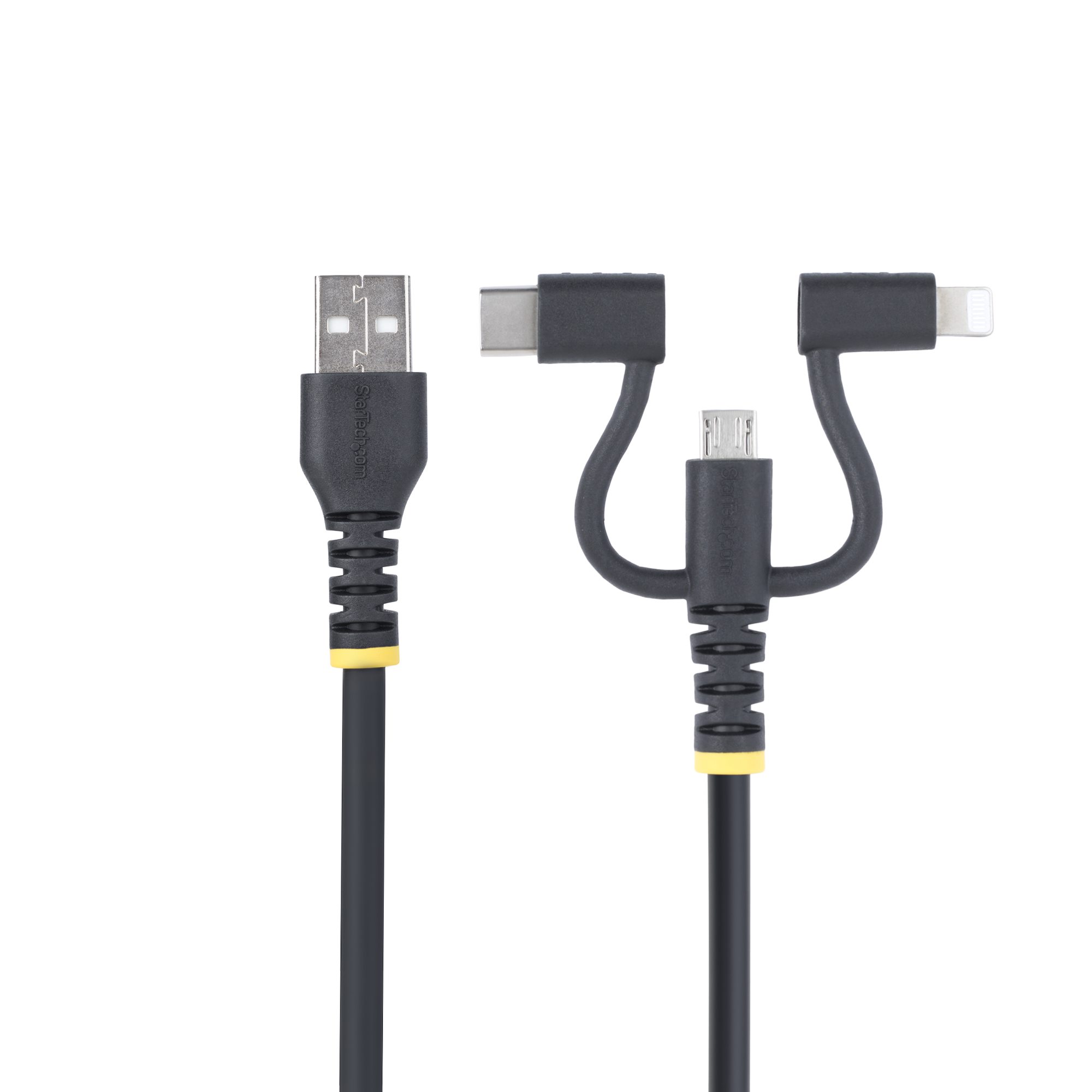 CABLE MULTICARGA RESISTENTE  USB 1M LIGHTNING MICRO USB-C - Startech.com