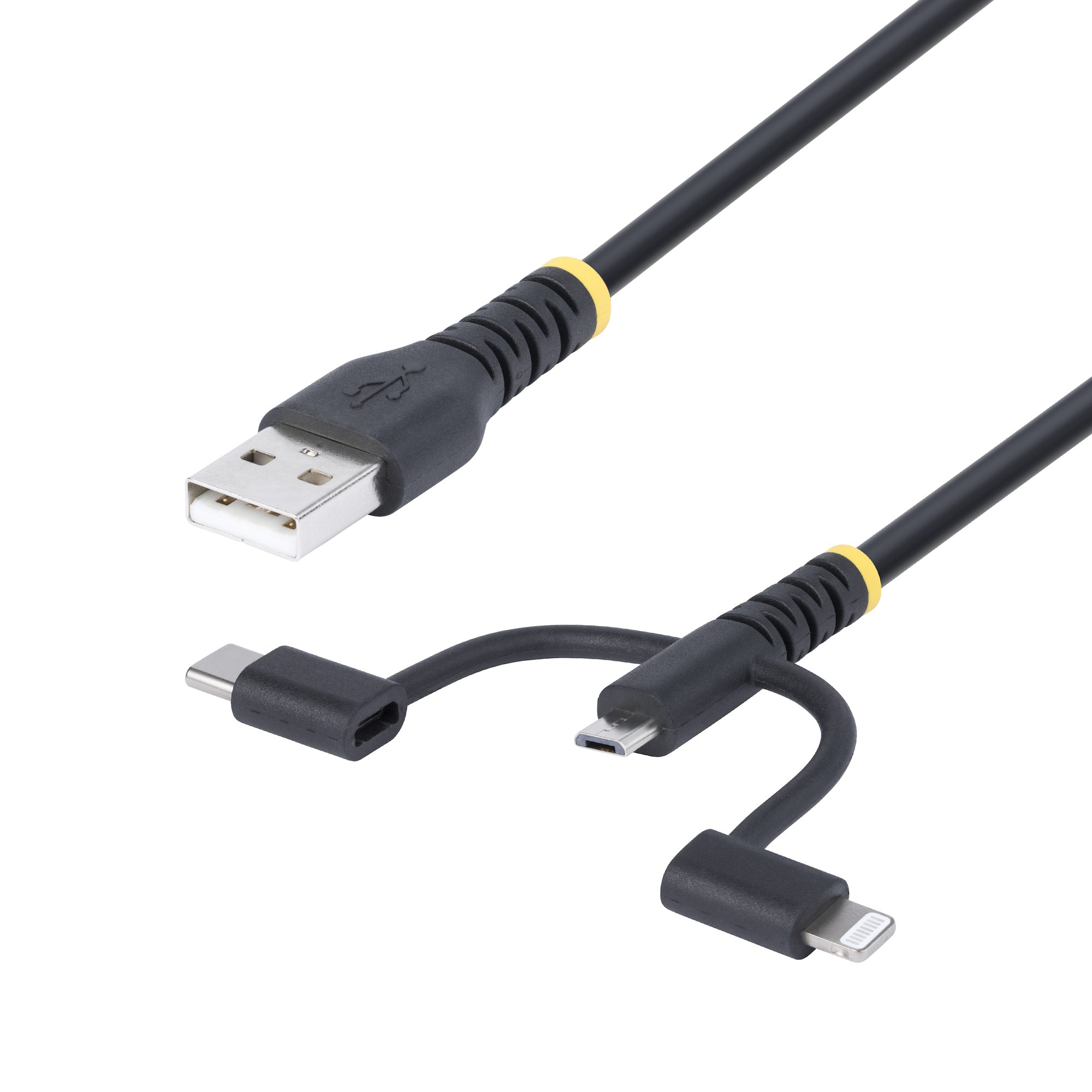 3.3ft (1m) Rugged USB Multi Charging Cable, USB to Lightning/Micro 