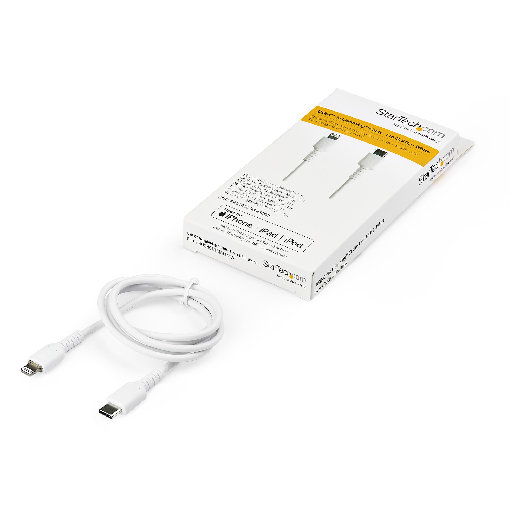 高耐久Lightning - USB-Cケーブル／1m／ホワイト／アラミド繊維補強／iPhone 12、iPad対応／Apple  MFi認証／アップルライトニング - USB Type-C充電同期ケーブル