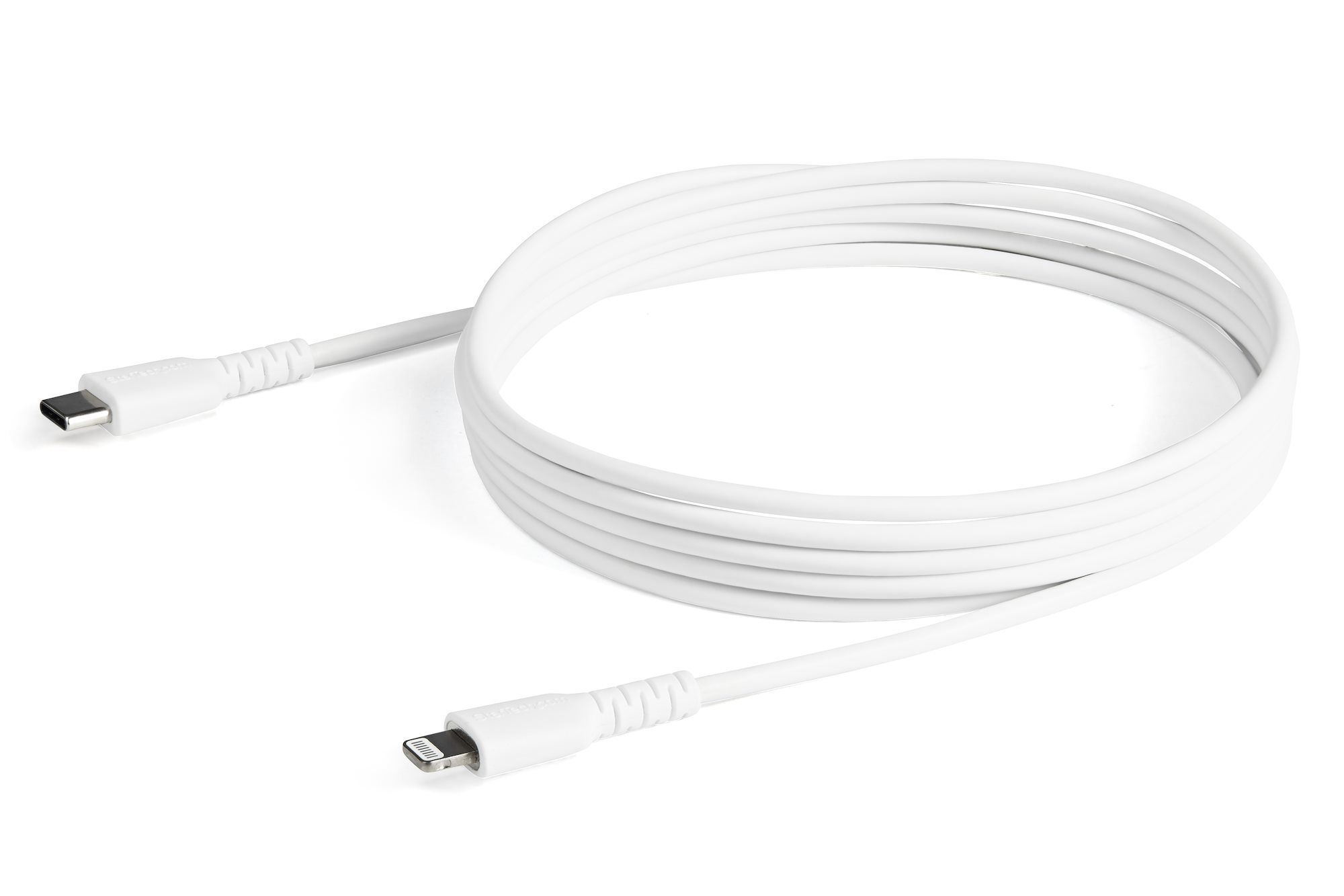 3 foot (1m) Durable White USB-A to Lightning Cable - Heavy Duty Rugged  Aramid Fiber USB Type A to Lightning Charger/Sync Power Cord - Apple MFi