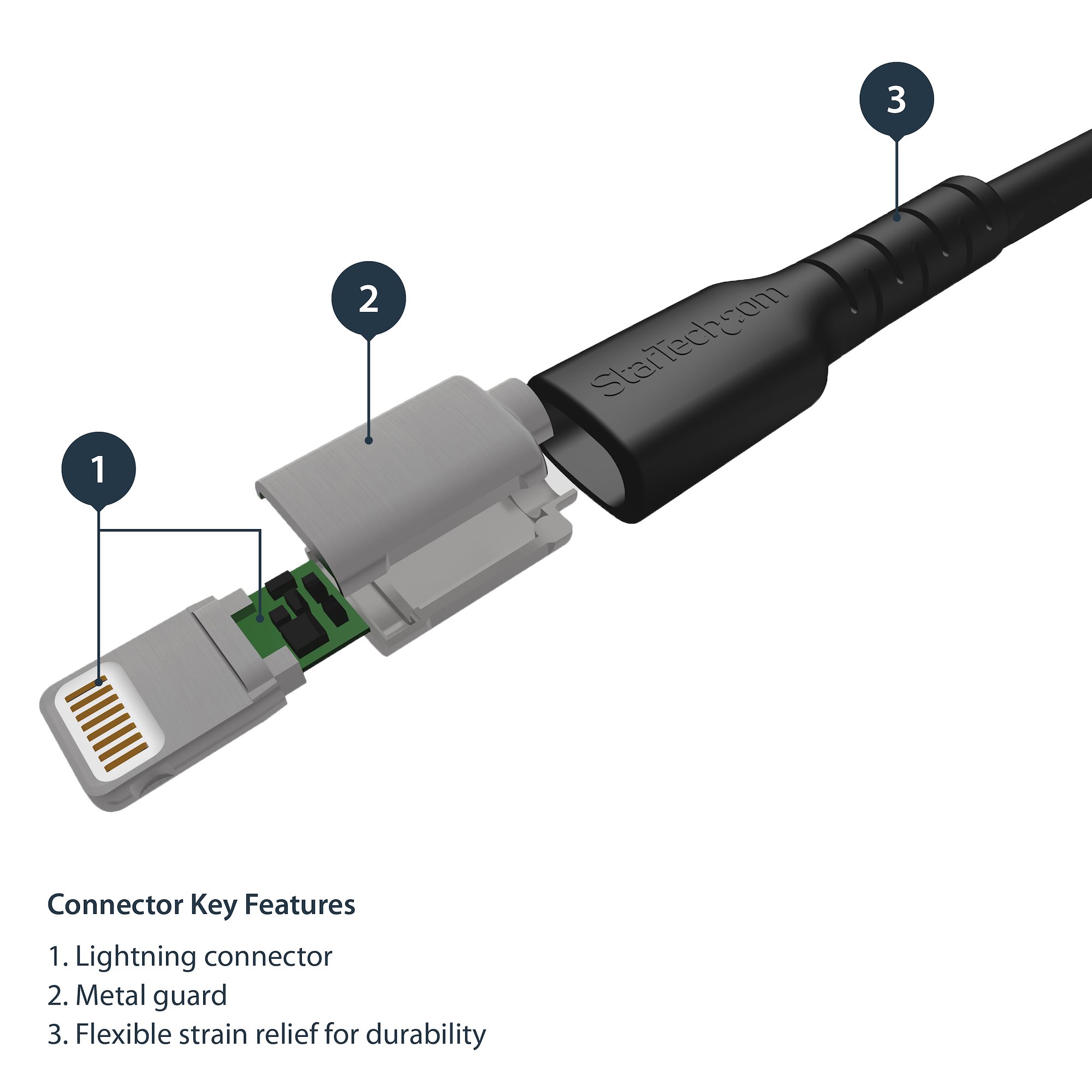 StarTech.com RUSB2ALT1MBC  StarTech.com Câble USB vers Lightning de 1m -  Certifié Mfi - Adaptateur USB Lightning Noir, Gaine durable en TPE - Cordon  Chargeur Iphone/Lightning Spiralé en Fibre Aramide - Câble