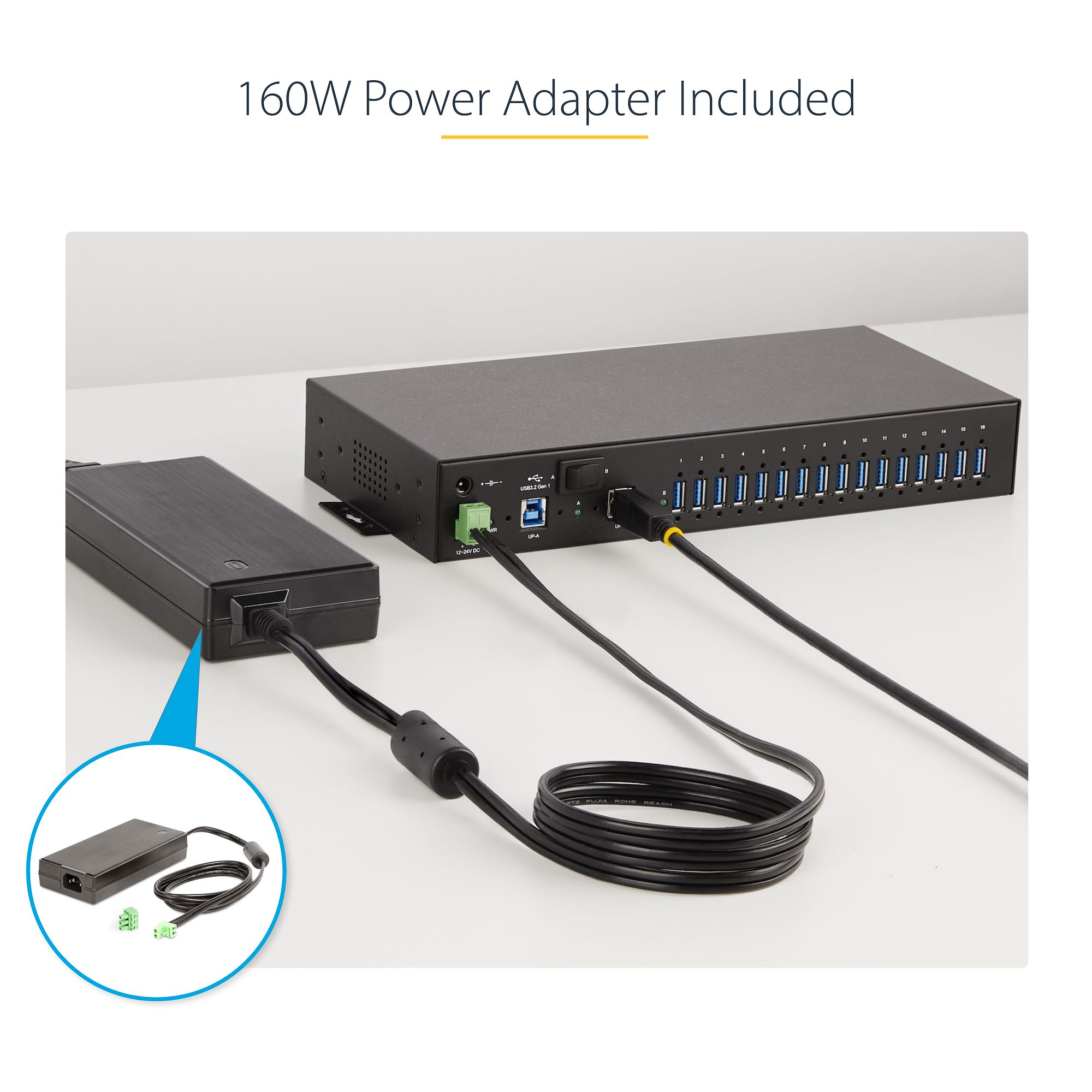 Add 16x USB 3.2 Gen 1 (5 Gbps) ports to two host computers, using
