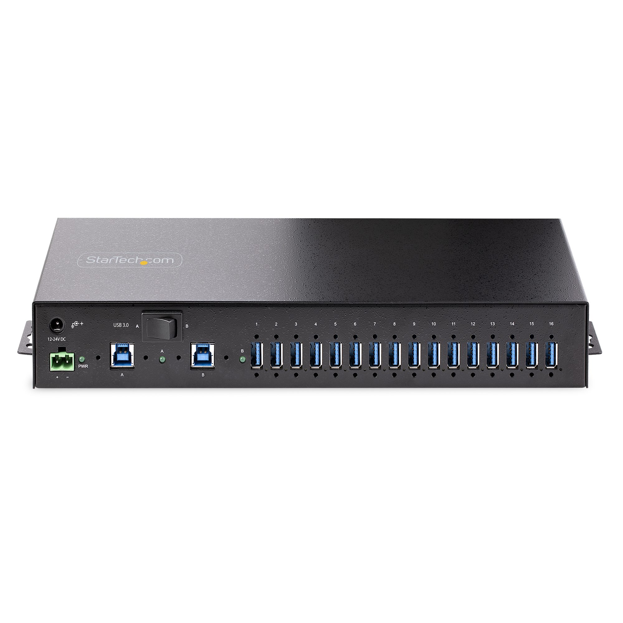 16-Port Industrial USB 5Gbps Hub with Power Adapter, Metal