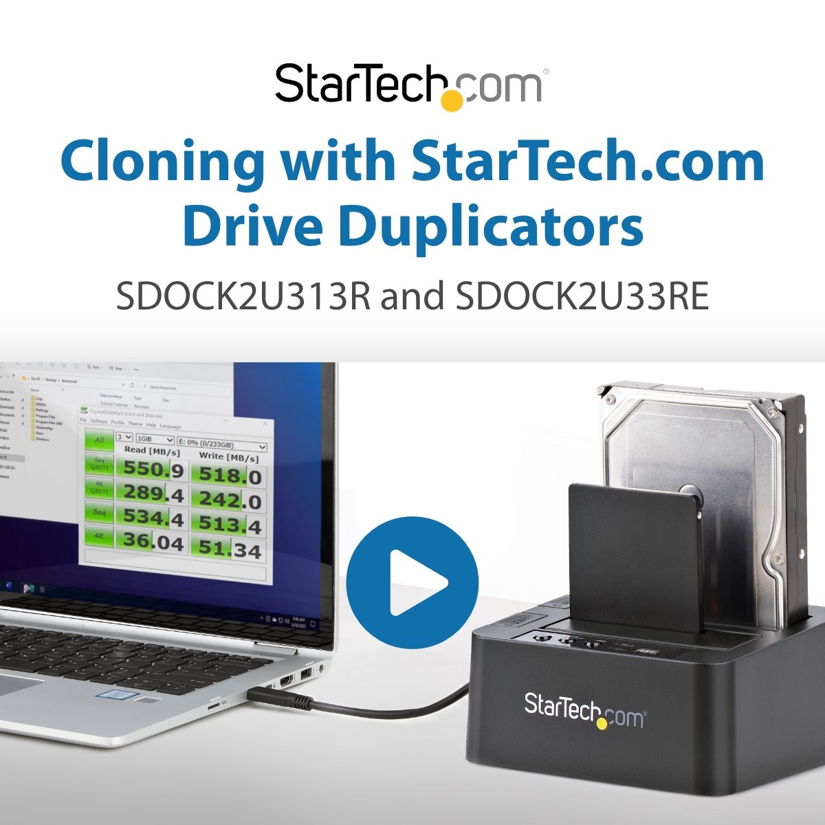 StarTech.com SDOCKU313  StarTech.com Station d'Accueil pour Disque Dur USB  3.1 à SATA à Baie Unique, Dock pour Disque Dur USB 3.1 (10 Gbps), Station  d'Accueil pour HDD/SSD Externe 2.5/3.5 SATA III