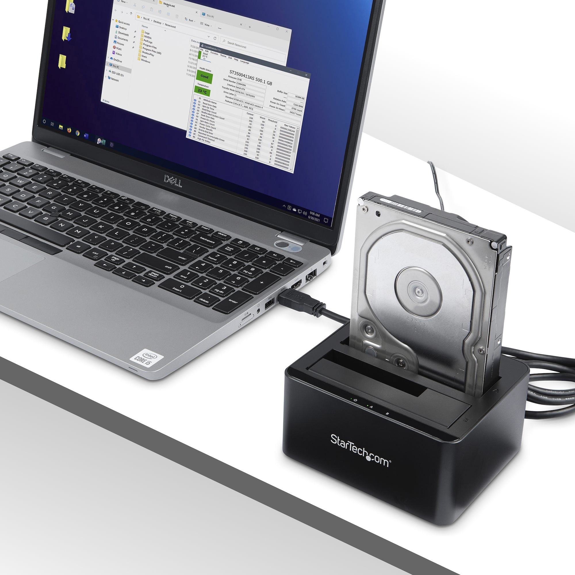 Dual-Bay USB 3.0 to SATA Hard Drive Docking Station, USB