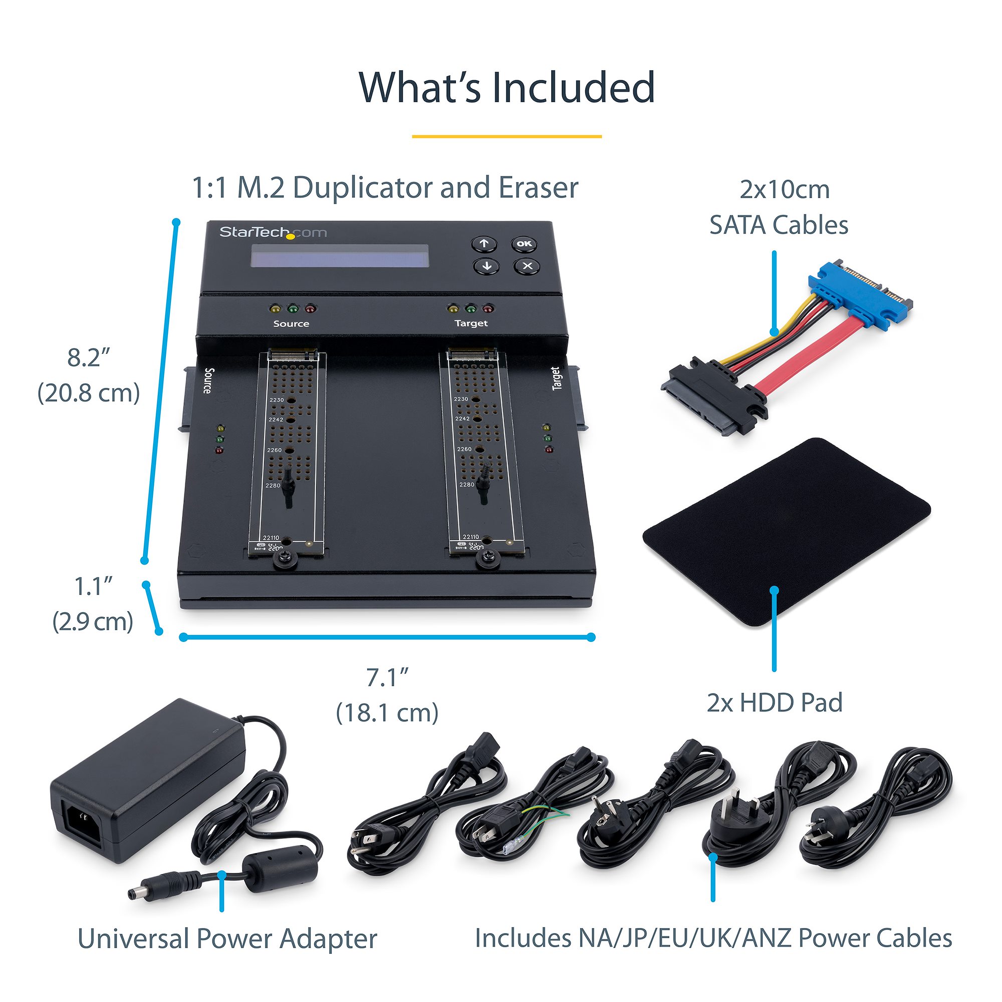 EZ Dupe 1 to 4 M.2 Duplicator - M.2 NVMe / M2 SATA NGFF (PCIe/ACHI NVMe) B  Key, M Key, B+M Key 2230 2242 2260 2280 Module Internal SSD Cloner Copier