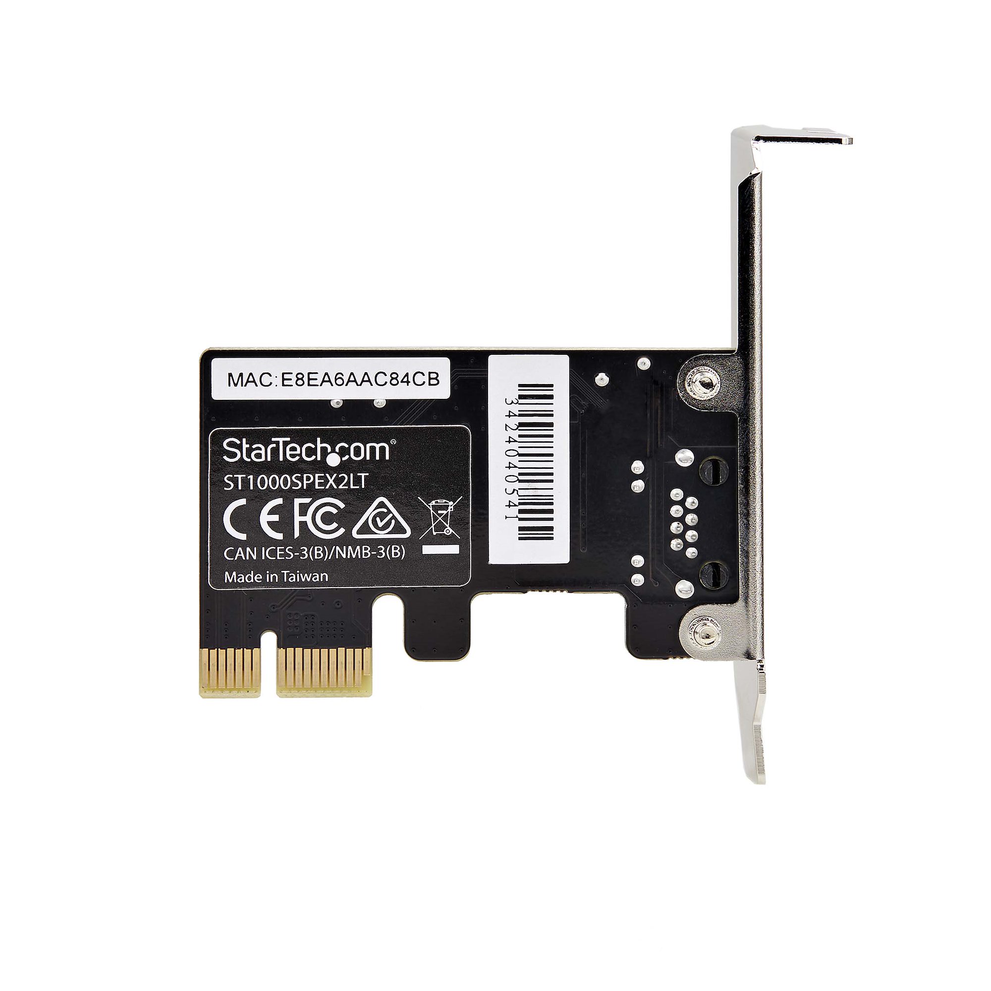 1ポート、1Gbps、ロープロファイル対応。PCI Expressスロットを使用し