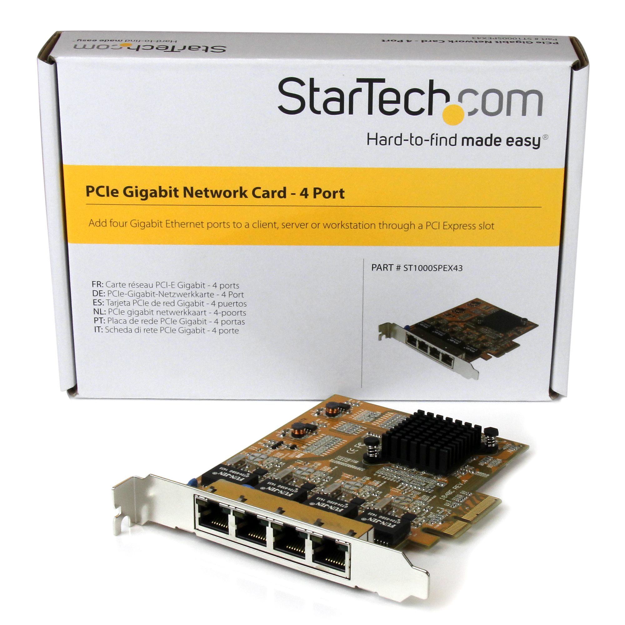 ギガビットイーサネット4ポート増設PCIe対応ネットワークLANアダプタカード