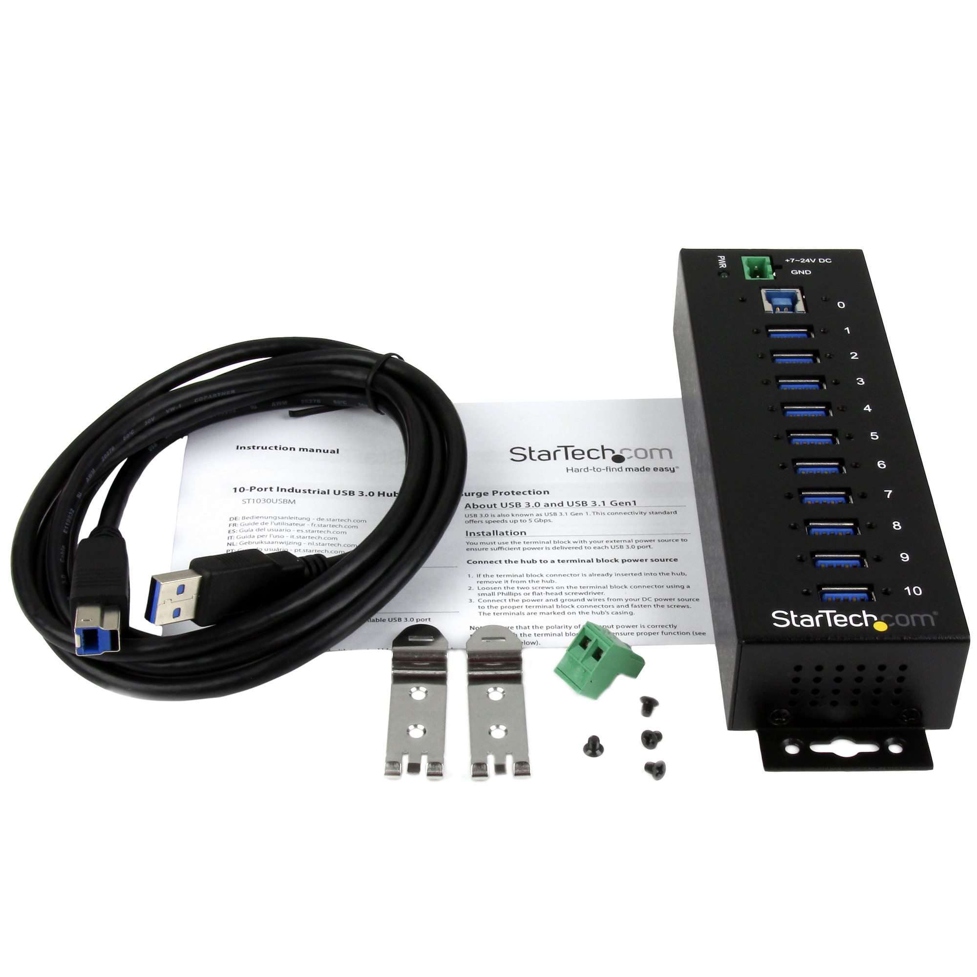 10ポート産業用USB 3.0ハブ ウォールマウント対応 - StarTech.com