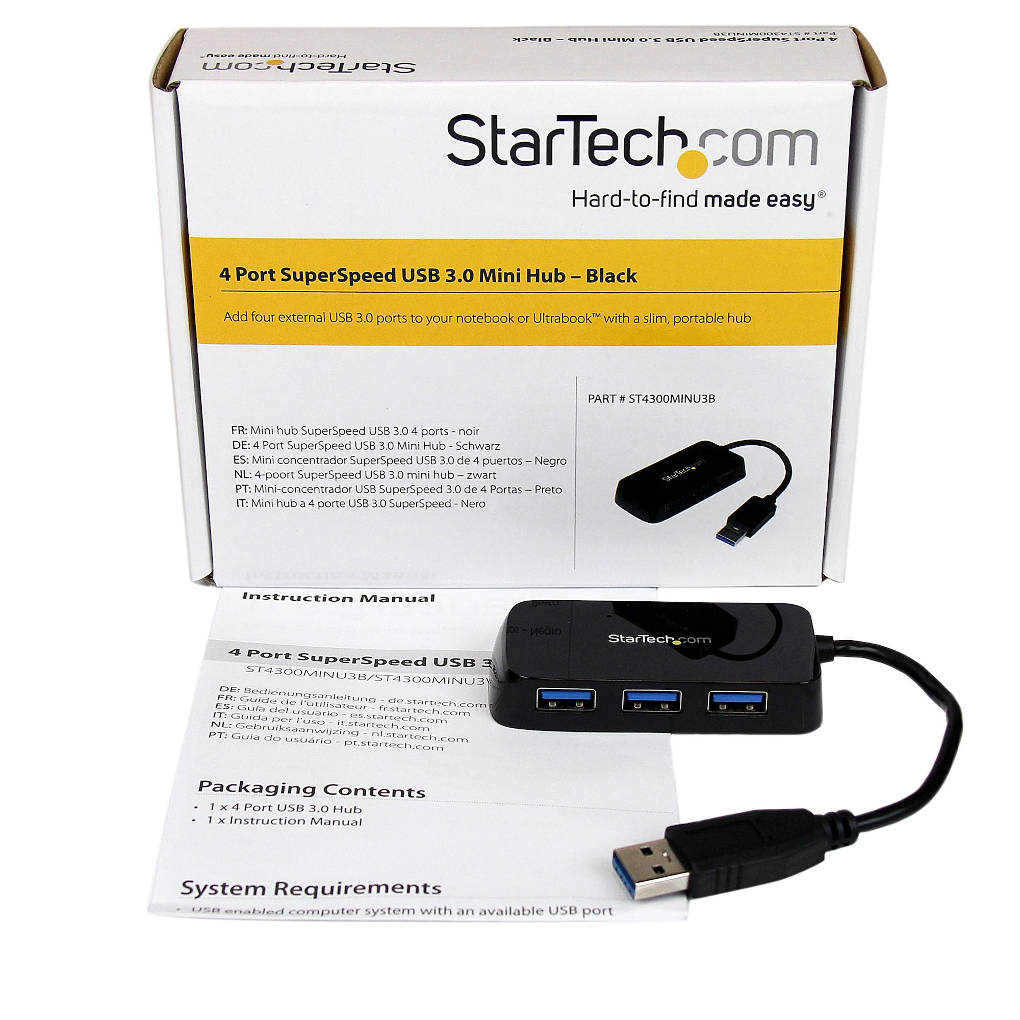 StarTech.com Adaptador Concentrador Hub Ladrón USB 3.1 Super Speed para  Laptop de 4 Puertos Salidas - Negro