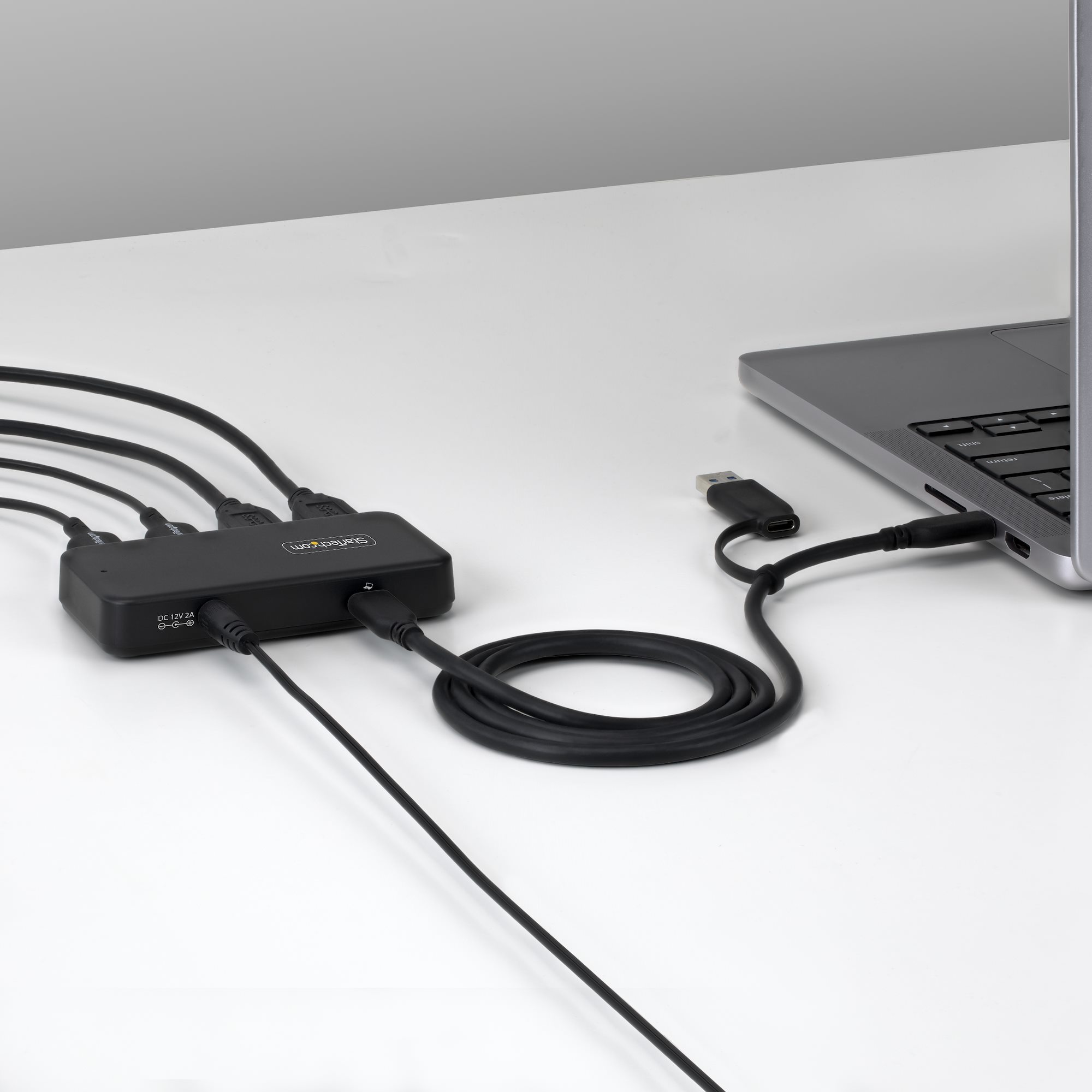 USB-C / USB-A接続両対応4ポートUSBハブ、4ポート5Gbps USB-A（うち1