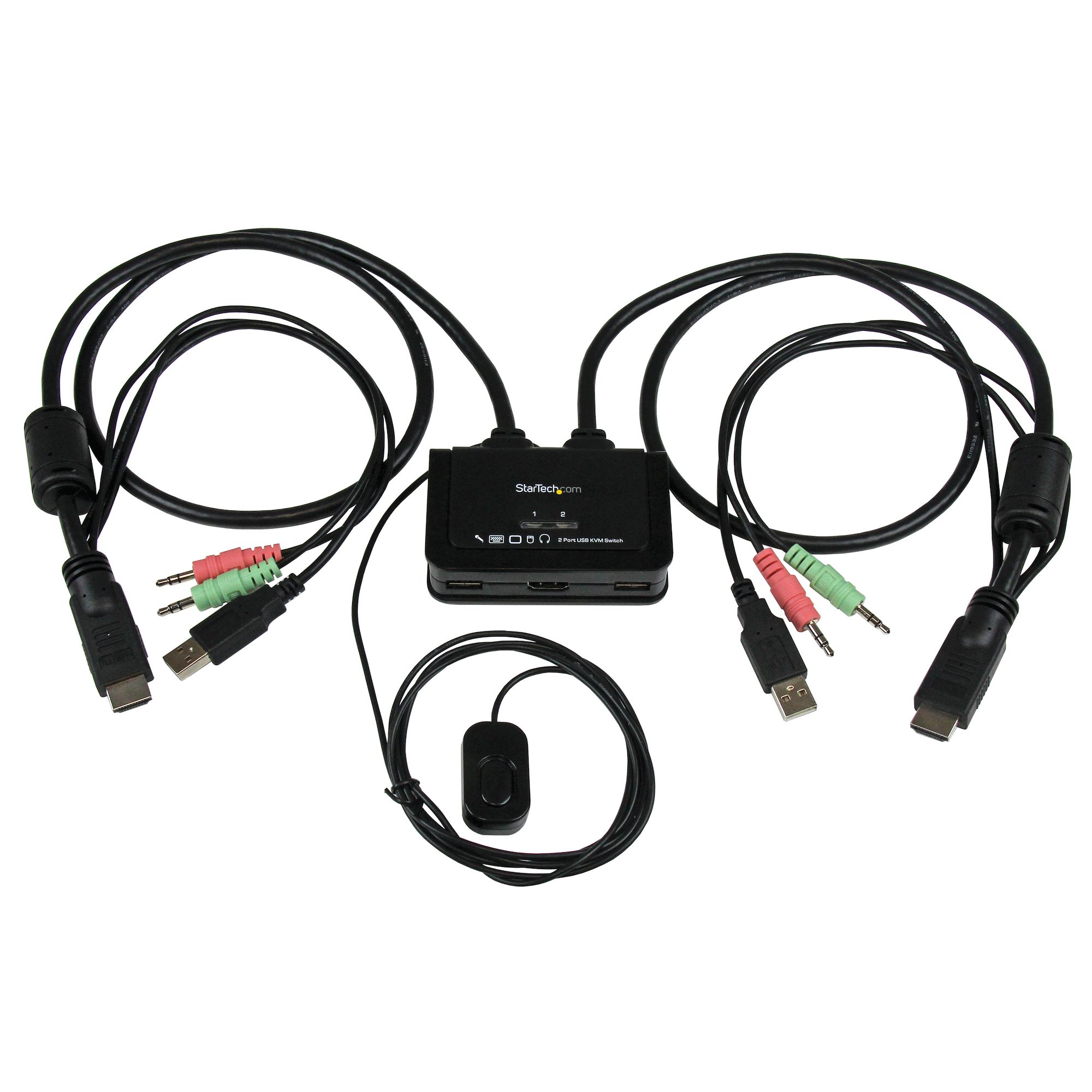 StarTech.com 2 Port HDMI KVM Switch, 4K 60Hz, Compact Dual Port UHD/Ultra  HD USB Desktop KVM Switch with Integrated 4ft Cables & Audio, Bus  Powered & Remote Switching, MacBook ThinkPad