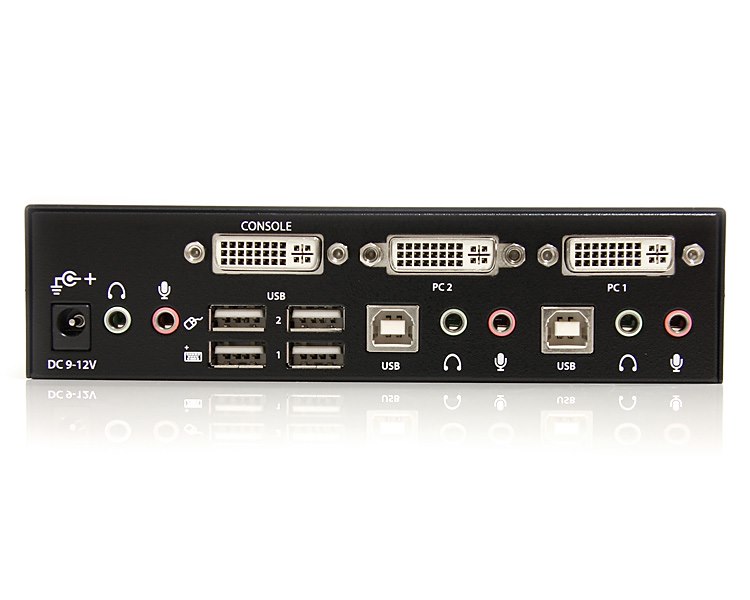 GHBOTTOM Conmutador KVM DVI 2 en 1 desconexión 4K Dos ordenadores compartidos teclado y ratón USB monitor Switch Box Hub DVI 2 entradas 1 salida 