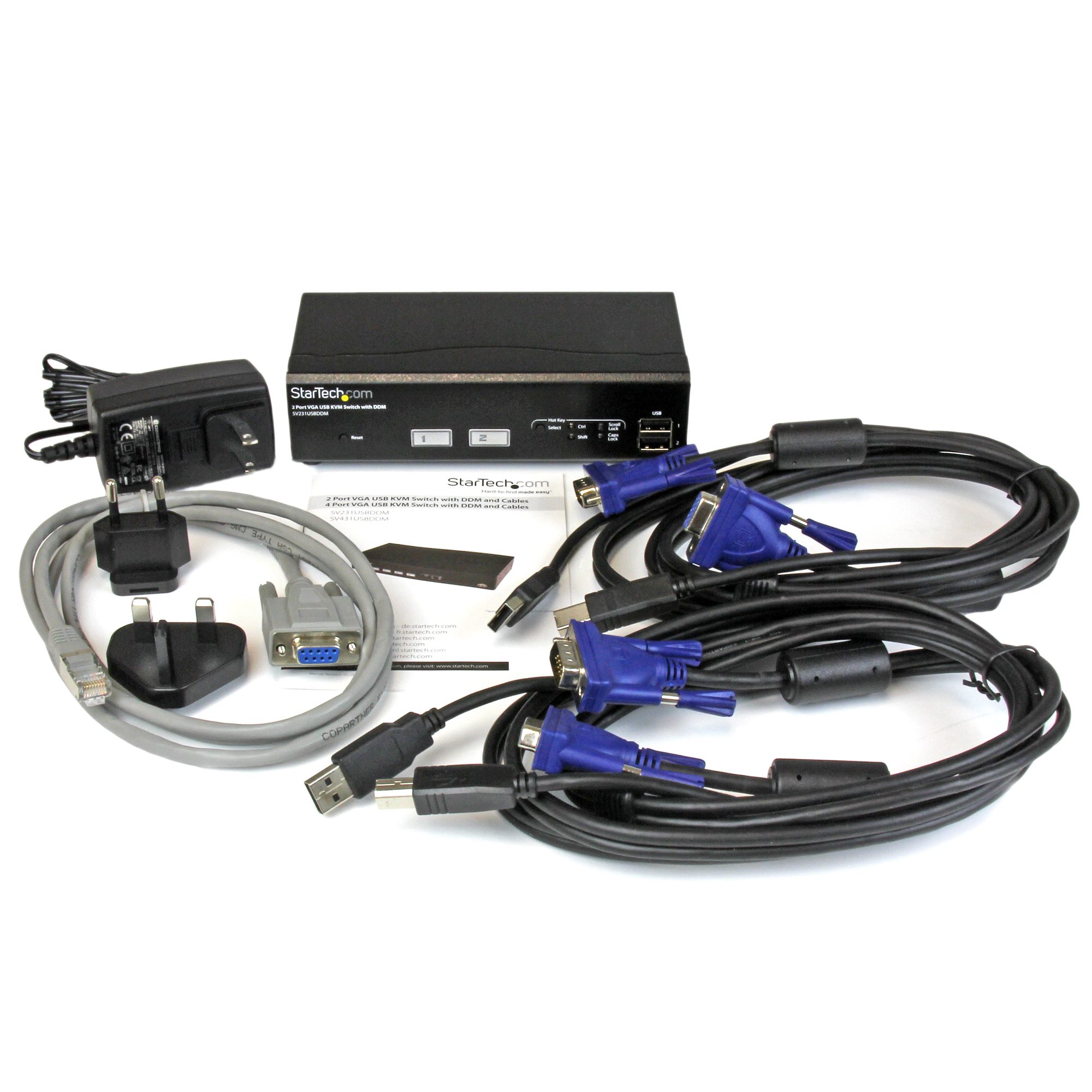 VGA KVM Switch avec 4 KVM Câbles, Commutateur KVM USB et VGA pour