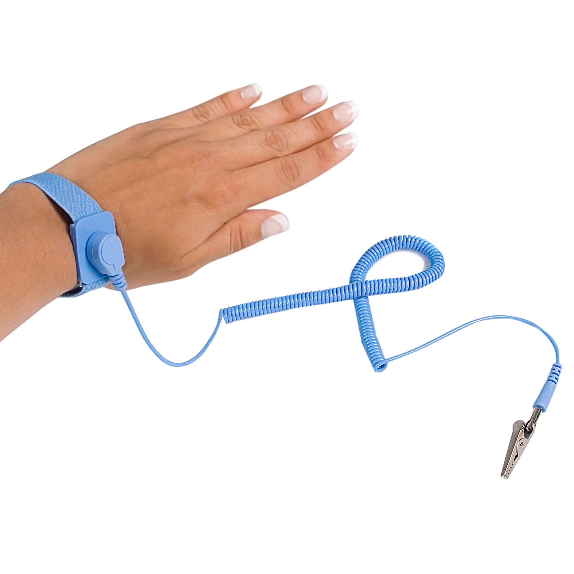 Blue Anti Static Wrist Strap ESD Discharge Cord Wristband Grounding Electricity 