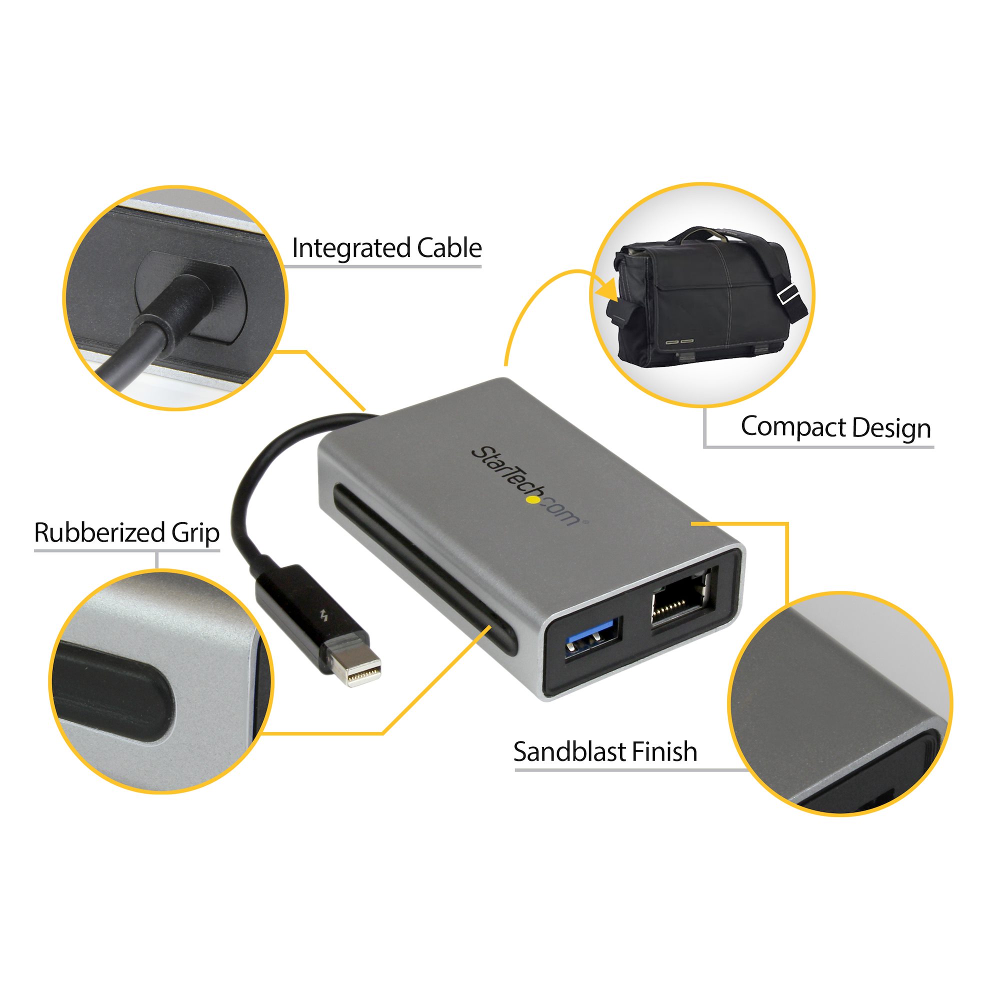 Thunderbolt - ギガビットEthernet変換アダプタ 1x USB 3.0ポート