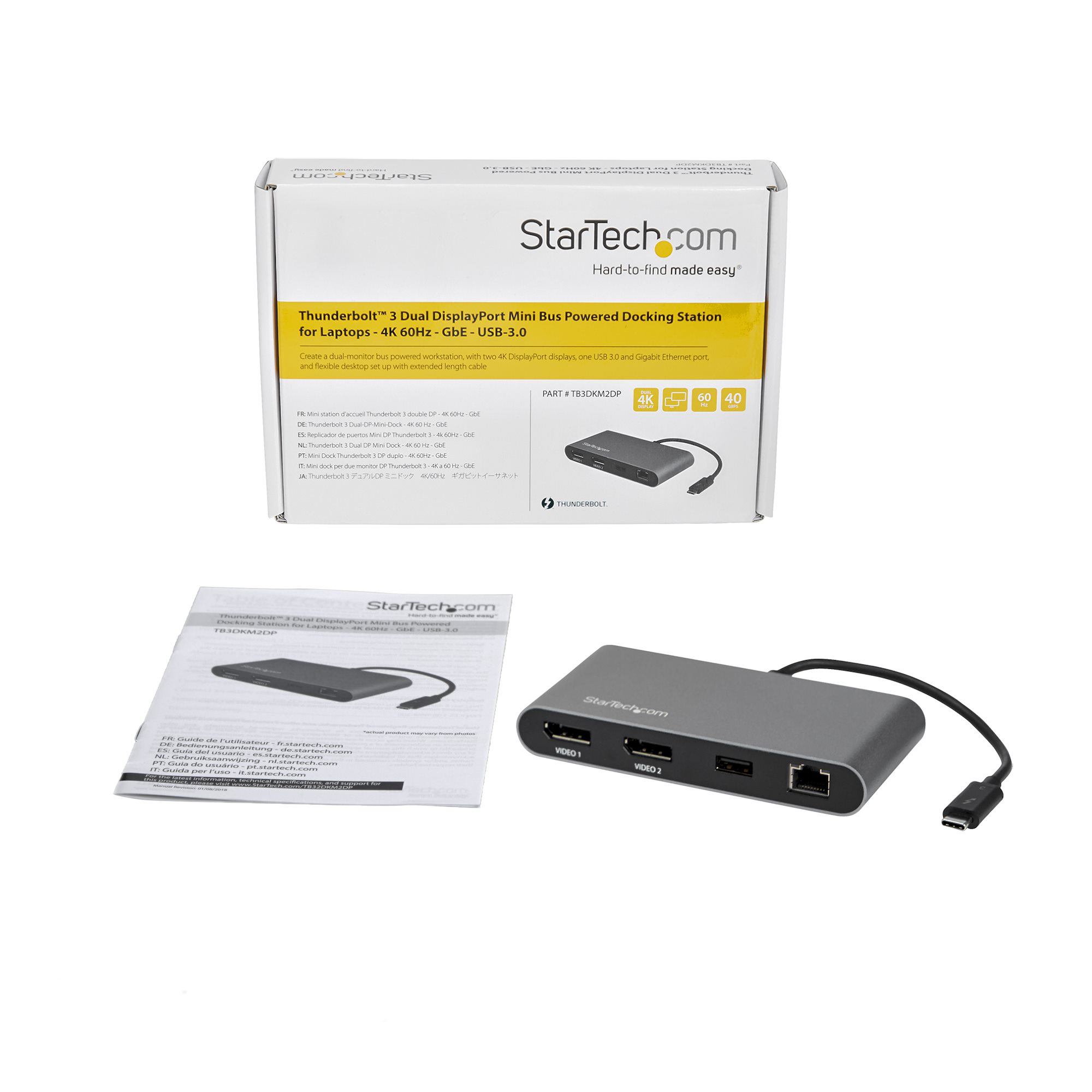 StarTech.com - Mini Dock Thunderbolt 3 - Docking Station Portátil para 2  Monitores con DP 4K 60Hz, 1x Hub USB-A (USB 3.0/5 Gbps)
